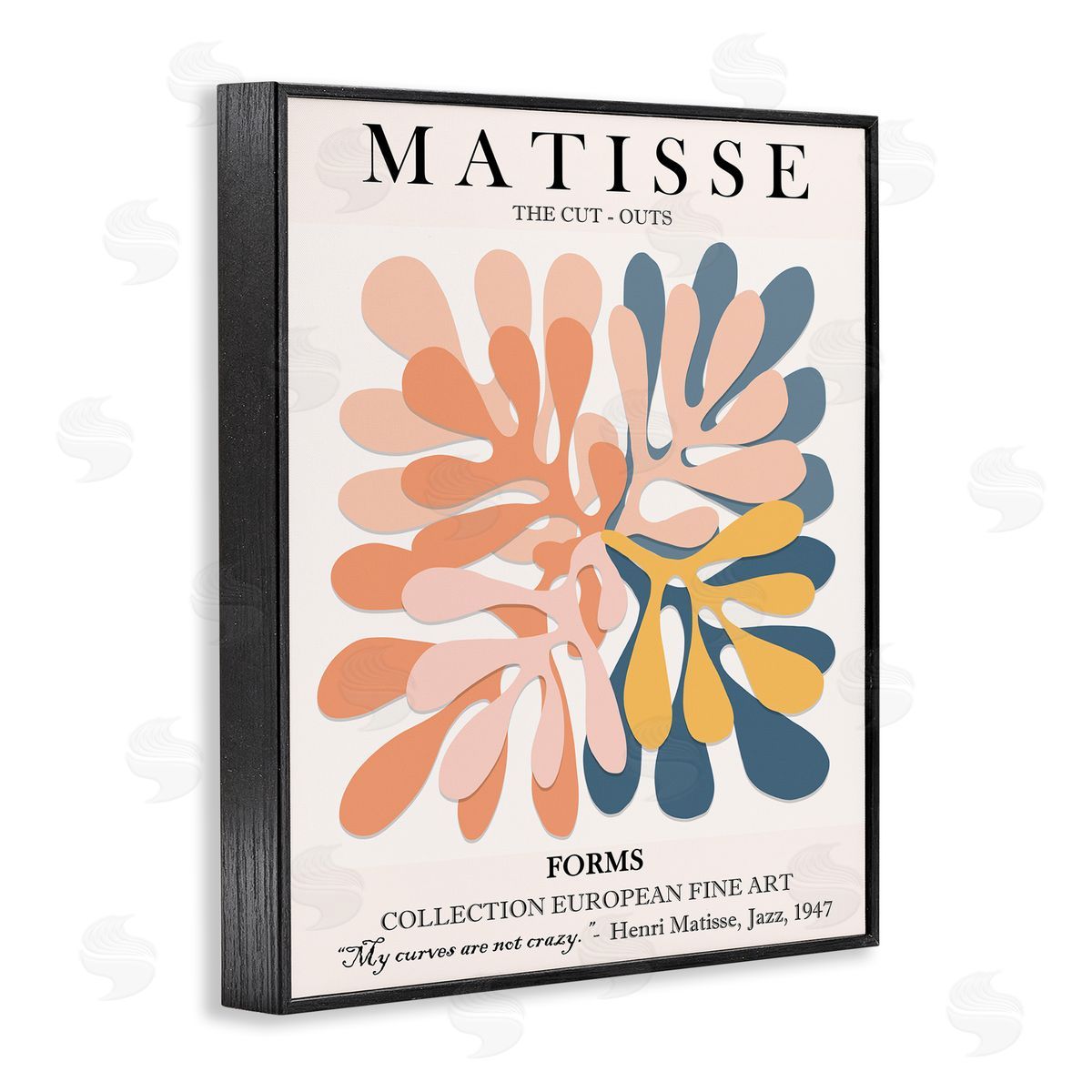 Classical Matisse Cut Out Forms Black Frame Print Wall Art, Home Decor by Ros Ruseva