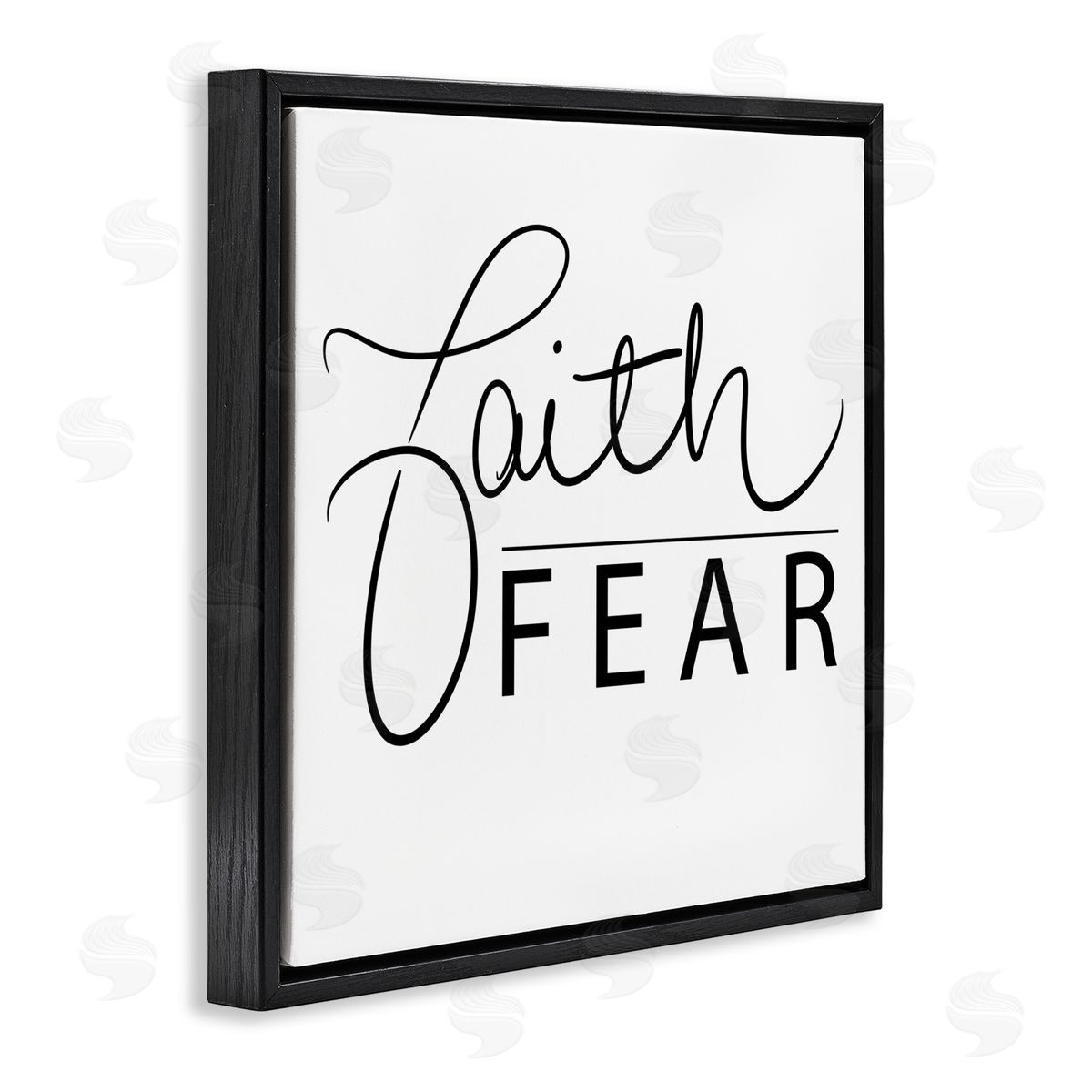 SD Graphics Studio Faith Over Fear Motto Minimal Clean Typography Black Floating Frame Canvas Wall Art Print