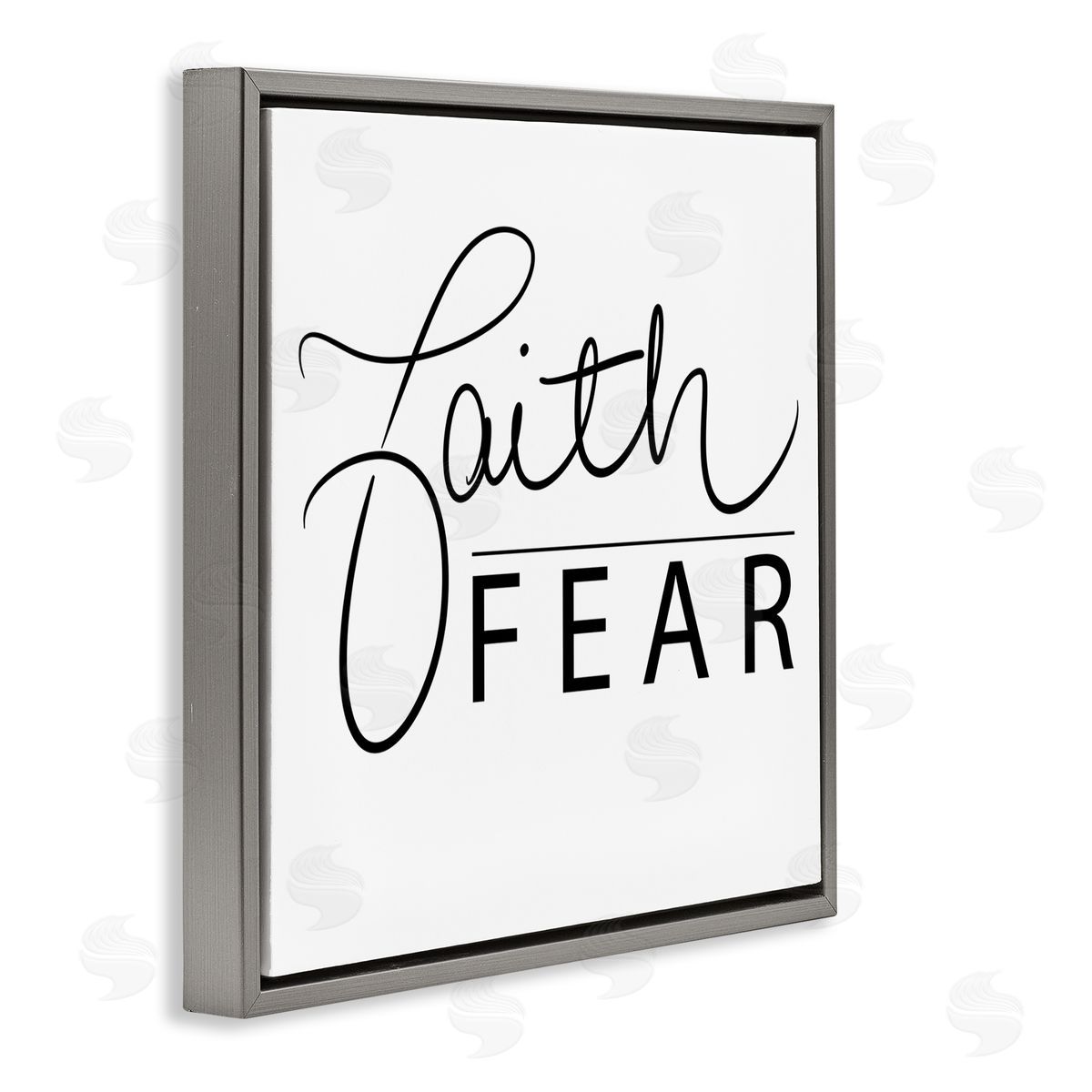 SD Graphics Studio Faith Over Fear Motto Minimal Clean Typography Gray Floating Frame Canvas Wall Art Print