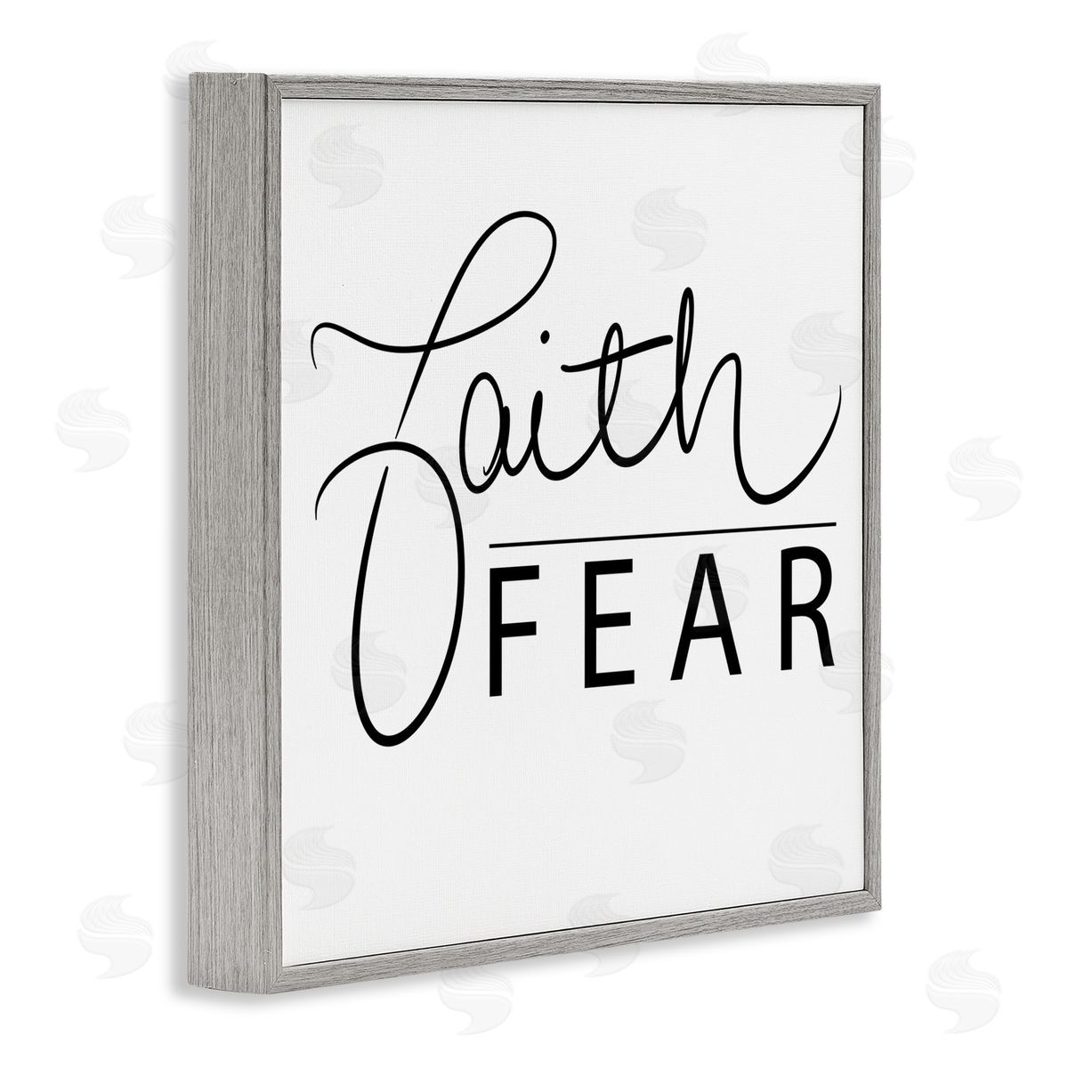 SD Graphics Studio Faith Over Fear Motto Minimal Clean Typography Gray Framed Glicee Wall Art Print