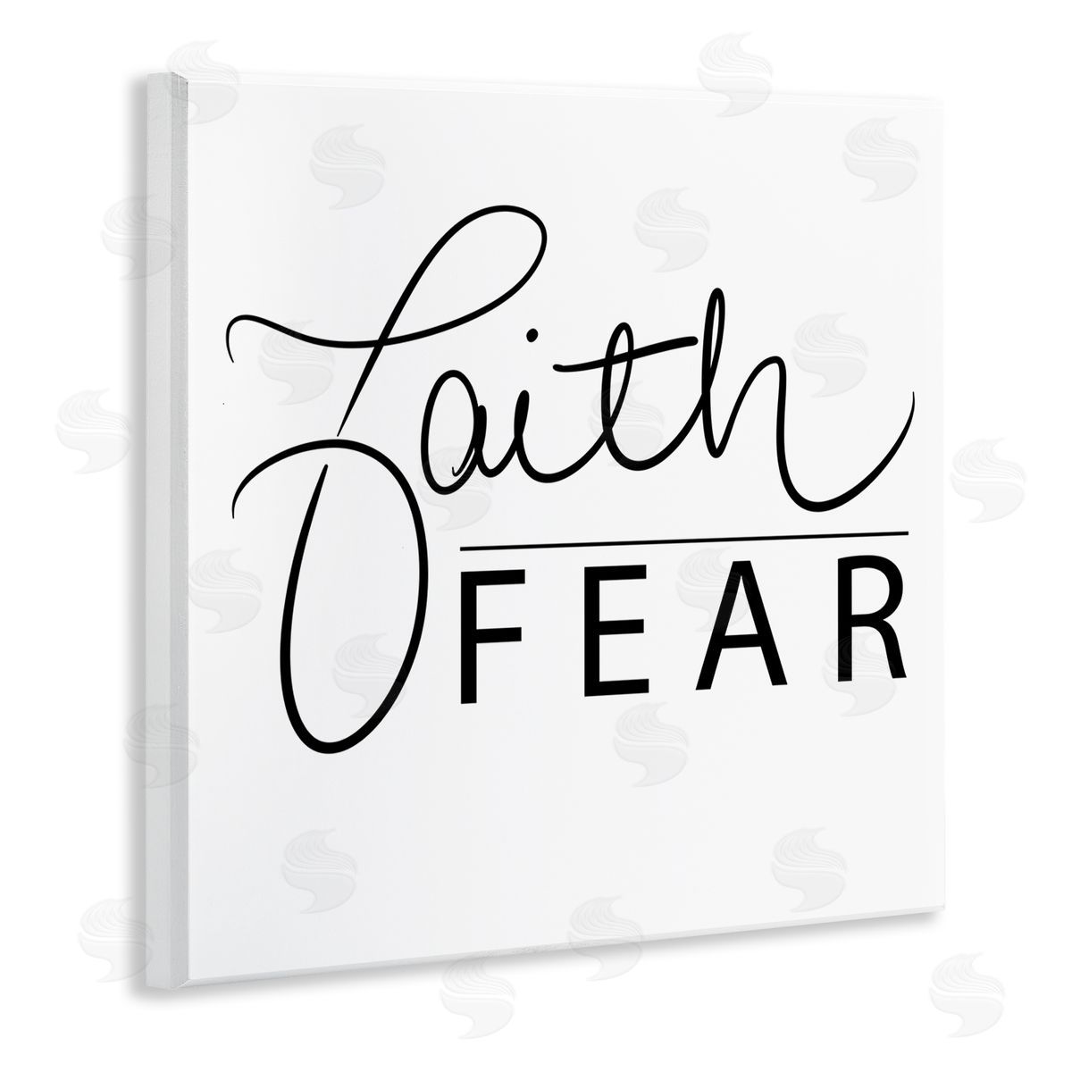 SD Graphics Studio Faith Over Fear Motto Minimal Clean Typography Wooden Wall Plaque Art Print