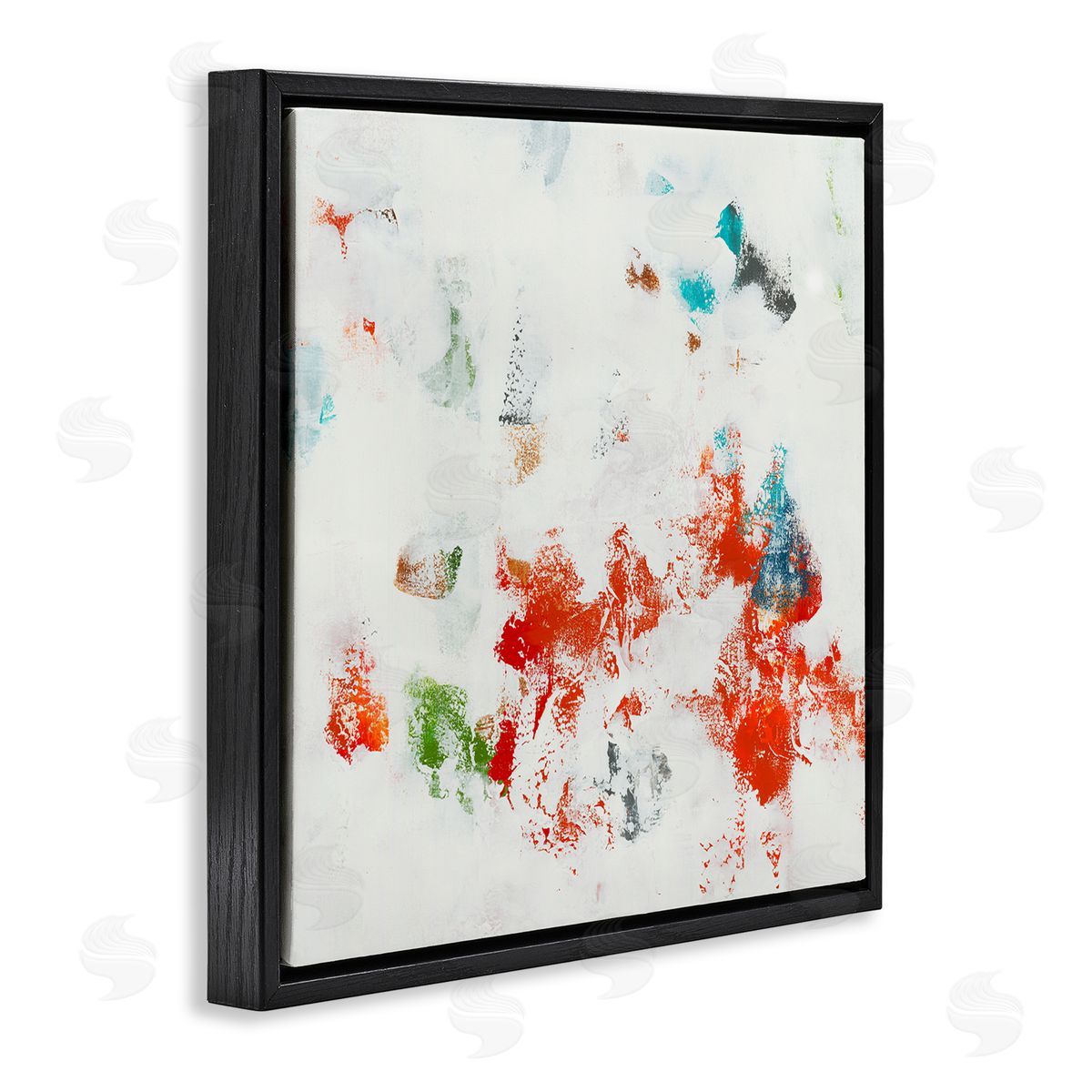 Jeff Iorillo Modern Red Green Blue Paint Pop Abstraction  Black Floating Frame Canvas Wall Art Print
