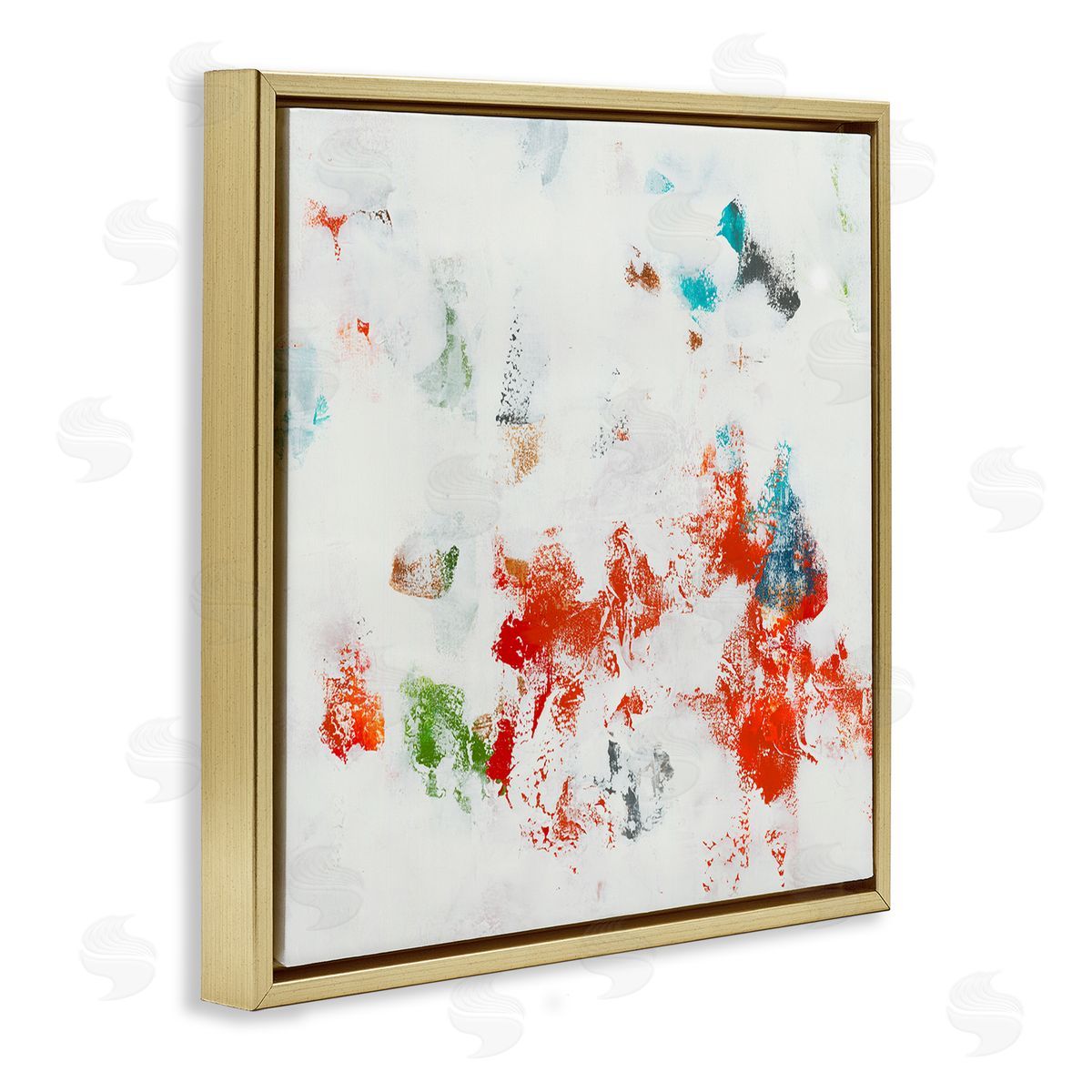 Jeff Iorillo Modern Red Green Blue Paint Pop Abstraction  Gold Floating Frame Canvas Wall Art Print