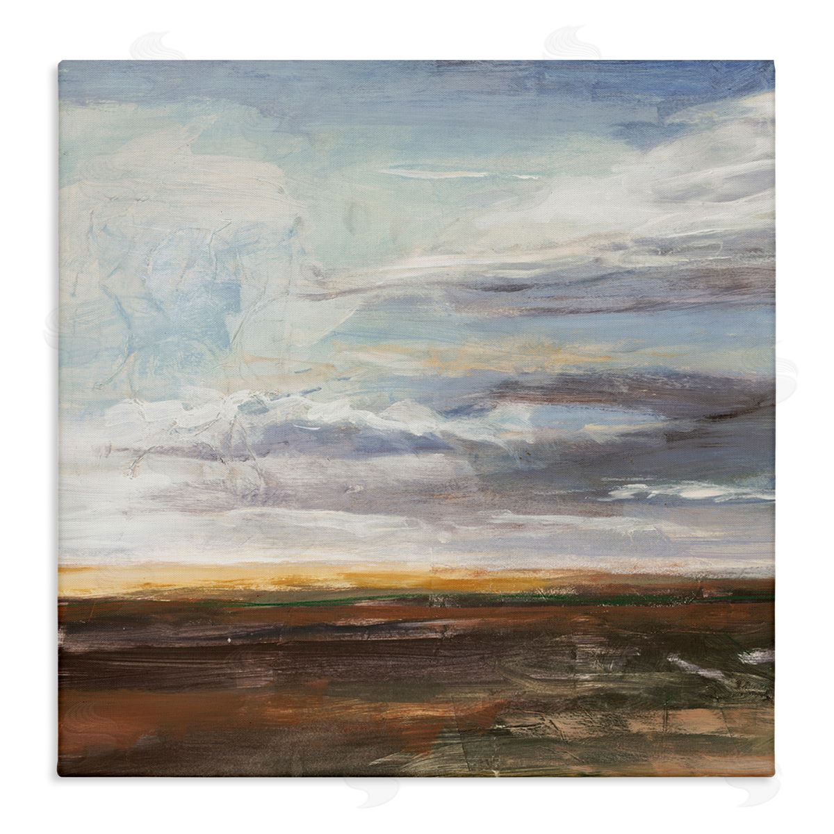 Stacey Pollard Abstract Open Meadow Landscape Soft Cloudy Sky Stretched Canvas Wall Art Print