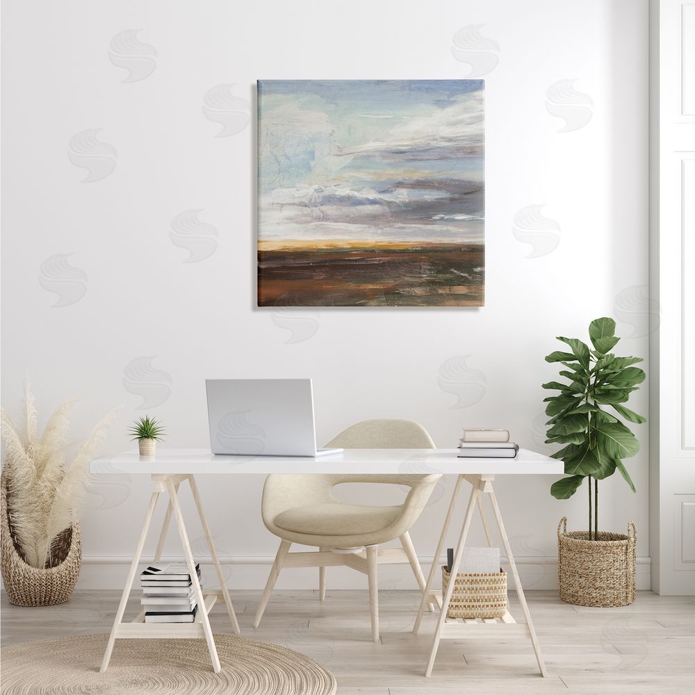 Stacey Pollard Abstract Open Meadow Landscape Soft Cloudy Sky Canvas Wall Art in Room