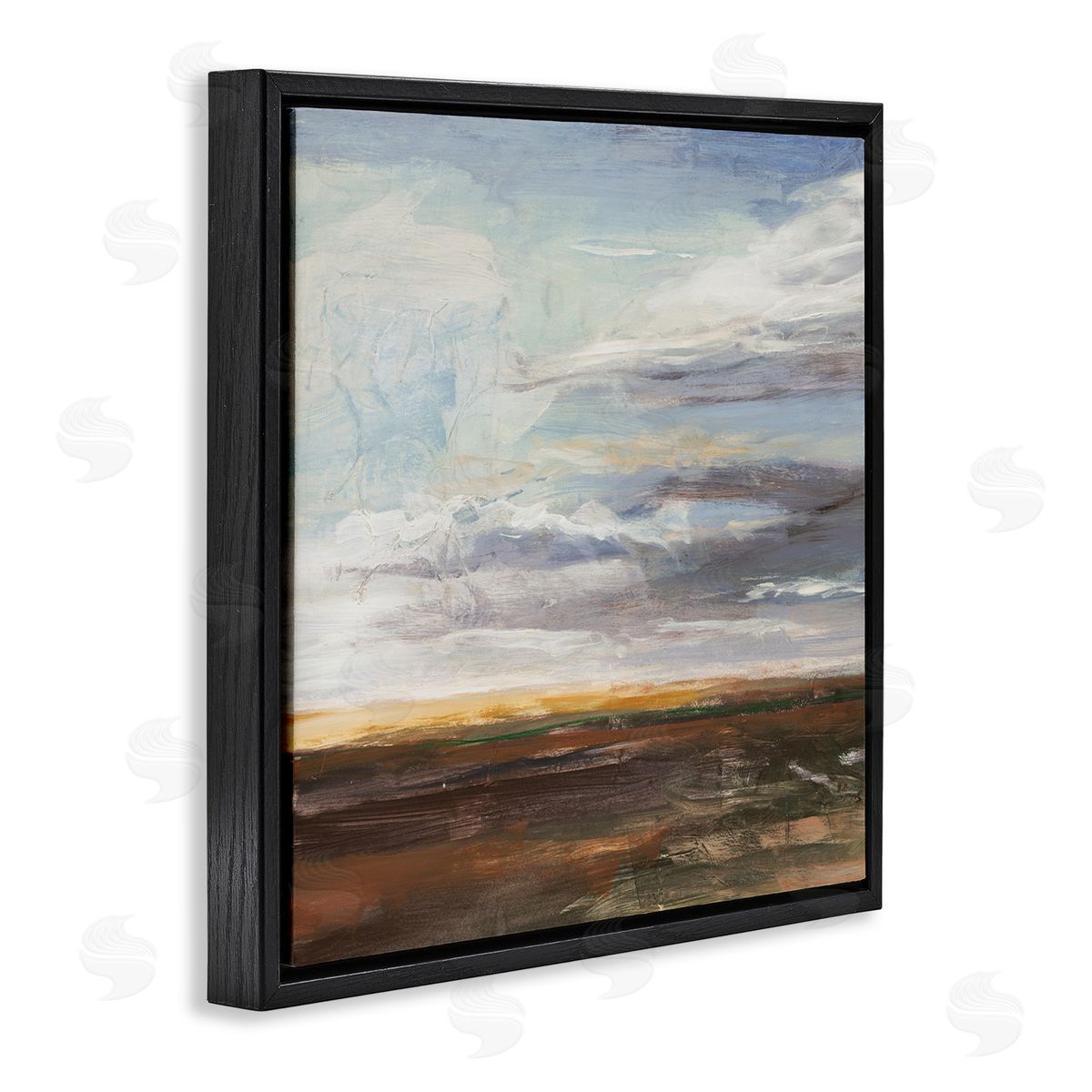 Stacey Pollard Abstract Open Meadow Landscape Soft Cloudy Sky Black Floating Frame Canvas Wall Art Print