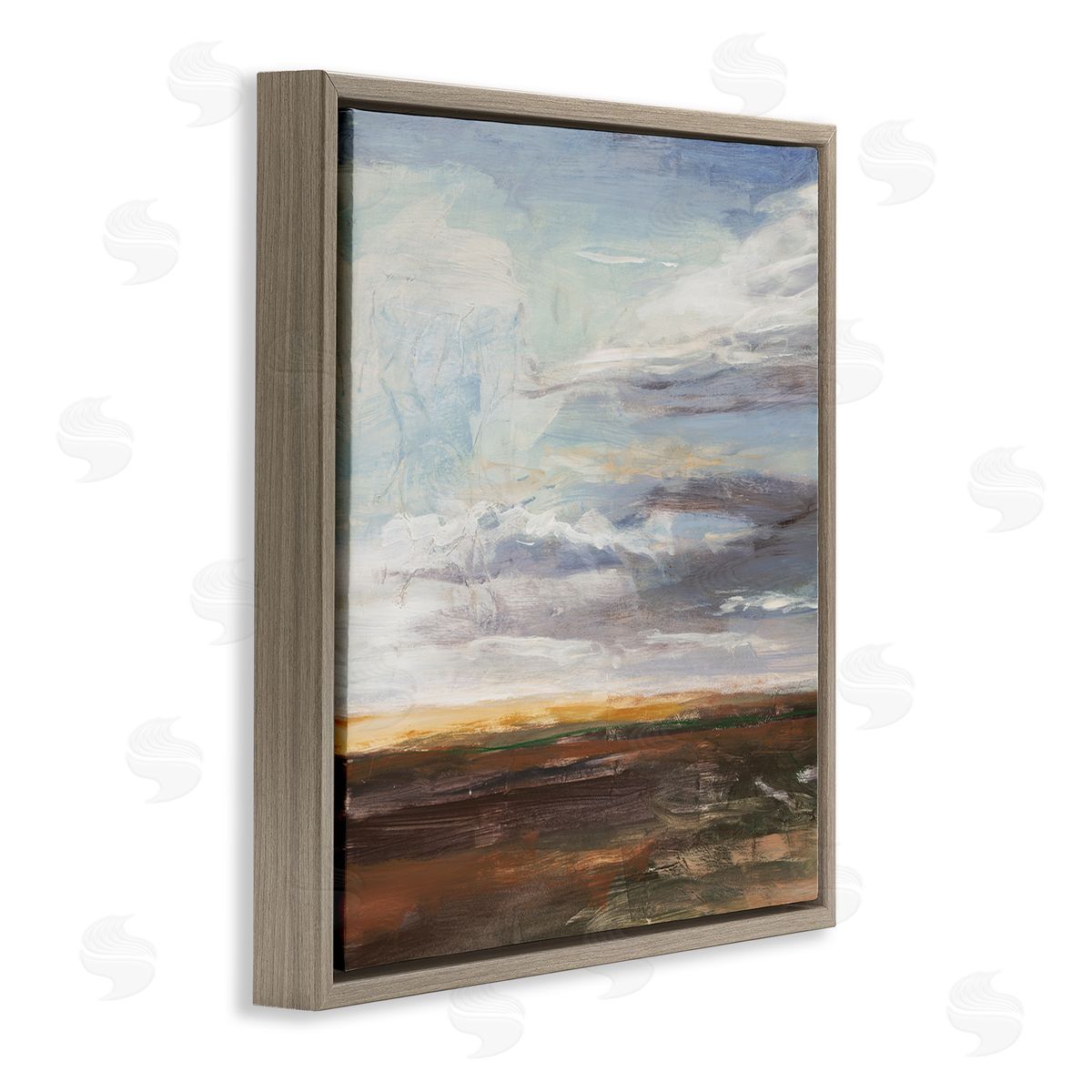 Stacey Pollard Abstract Open Meadow Landscape Soft Cloudy Sky Brown Floating Frame Canvas Wall Art Print