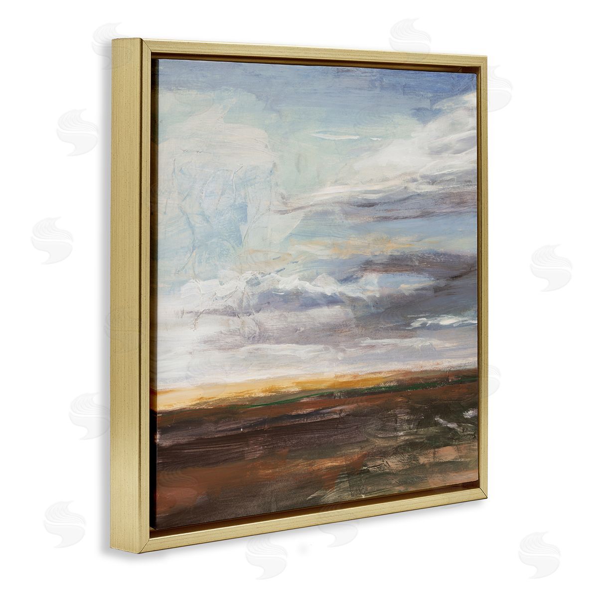 Stacey Pollard Abstract Open Meadow Landscape Soft Cloudy Sky Gold Floating Frame Canvas Wall Art Print