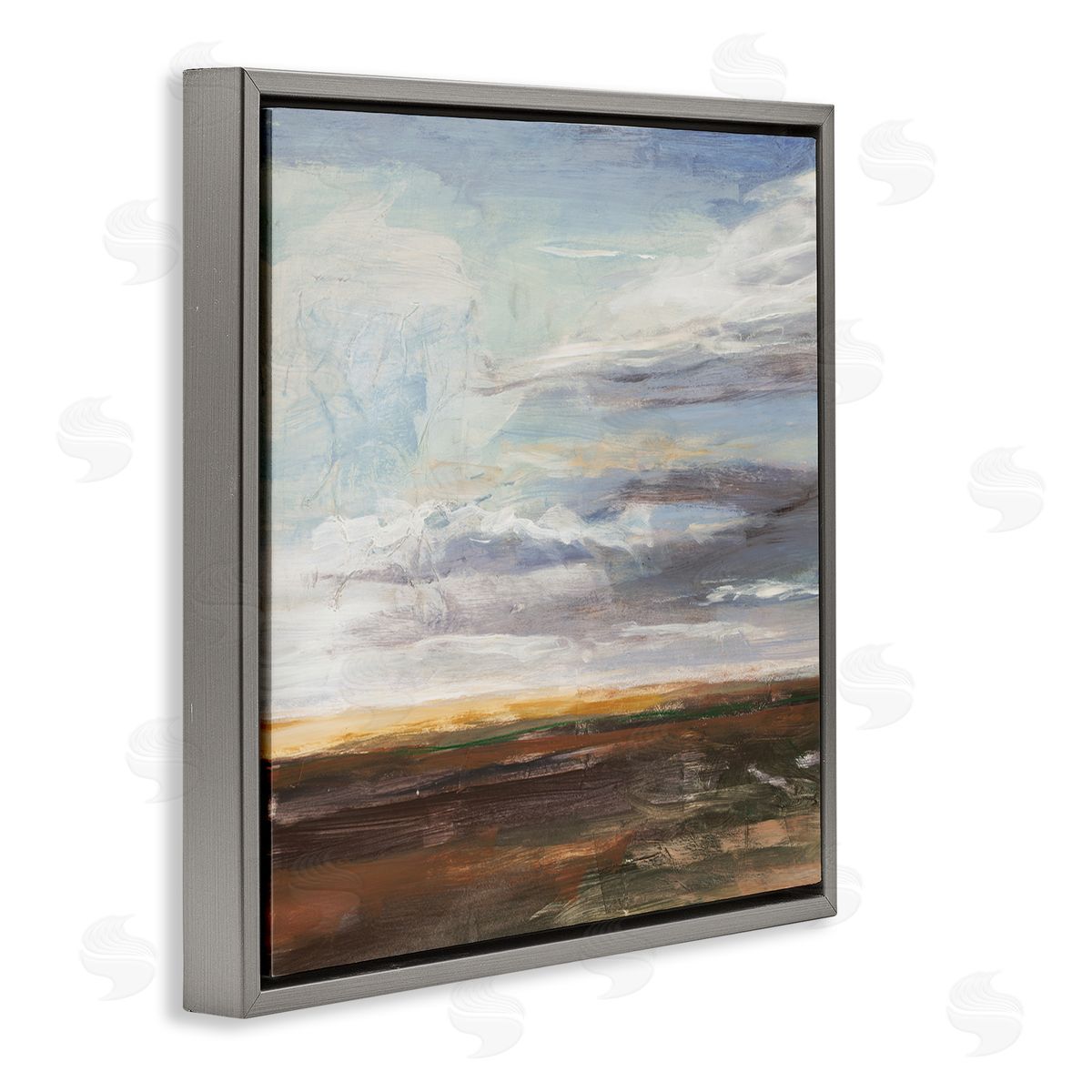 Stacey Pollard Abstract Open Meadow Landscape Soft Cloudy Sky Gray Floating Frame Canvas Wall Art Print