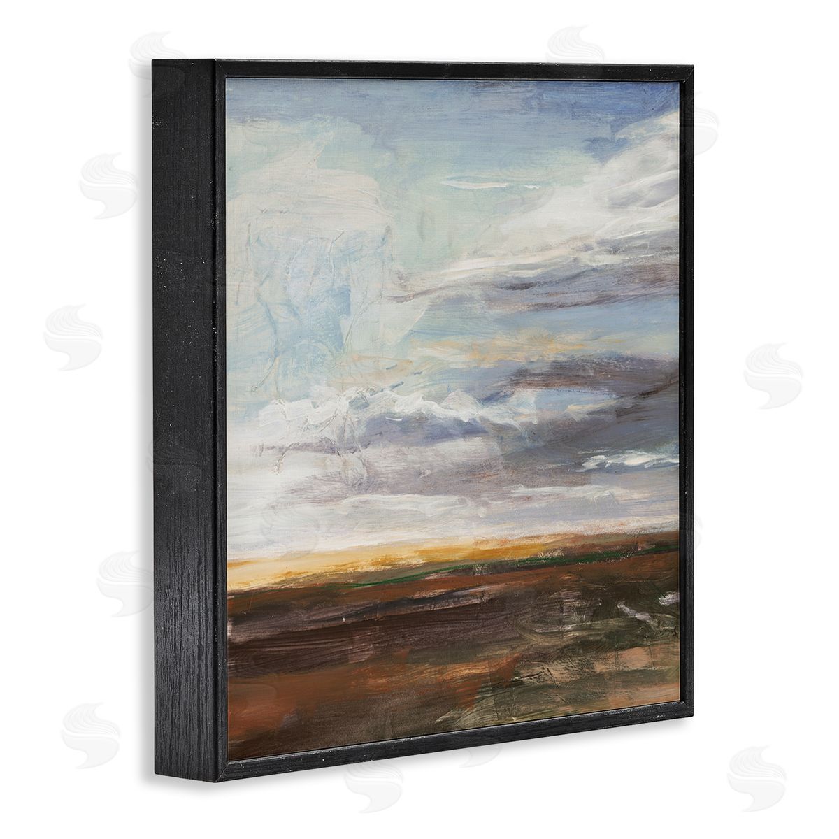 Stacey Pollard Abstract Open Meadow Landscape Soft Cloudy Sky Black Framed Glicee Wall Art Print
