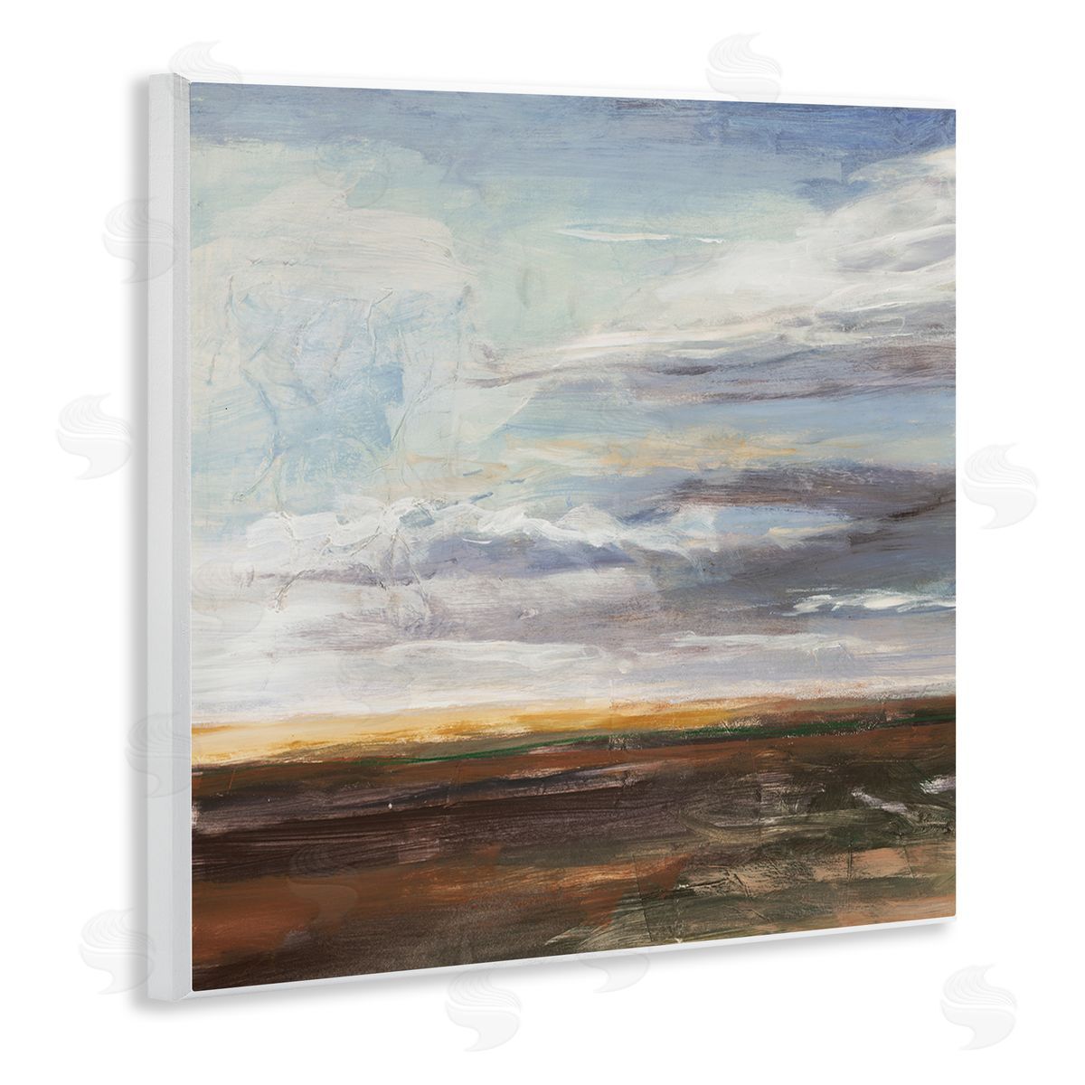 Stacey Pollard Abstract Open Meadow Landscape Soft Cloudy Sky Wooden Wall Plaque Art Print