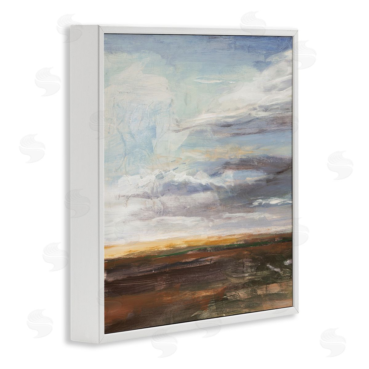 Stacey Pollard Abstract Open Meadow Landscape Soft Cloudy Sky White Framed Glicee Wall Art Print