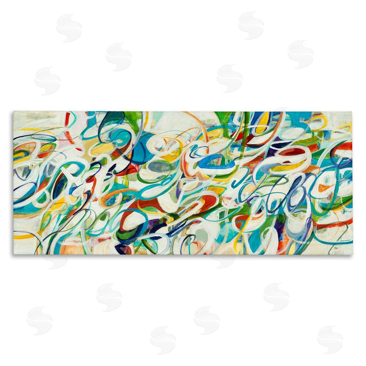 Lisa Ridgers Abstract Complexity Energetic Blue Green White Curved Lines