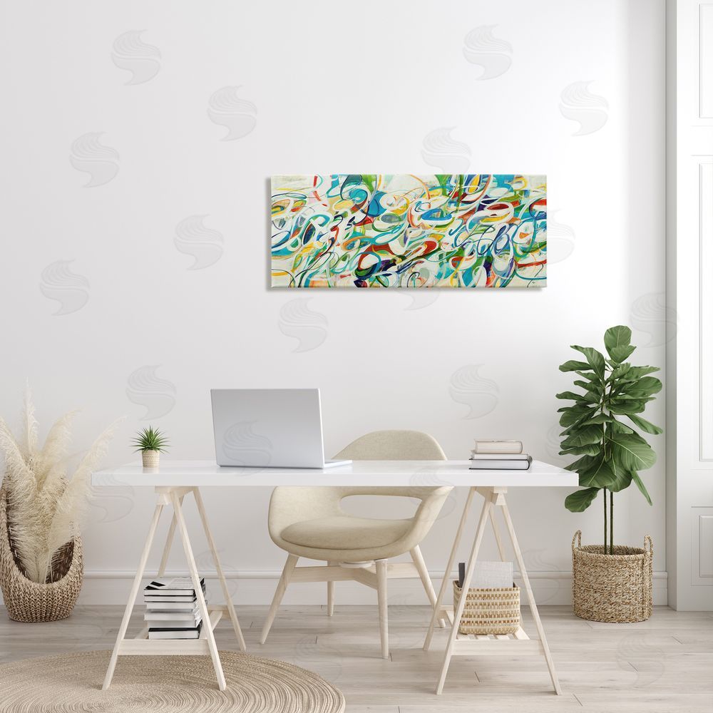 Lisa Ridgers Abstract Complexity Energetic Blue Green White Curved Lines