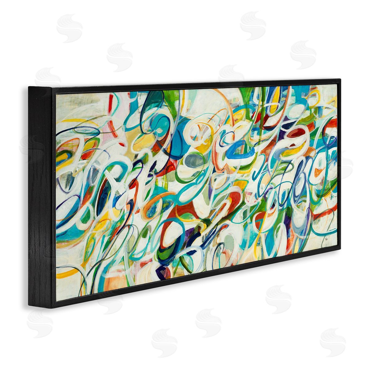 Lisa Ridgers Abstract Complexity Energetic Blue Green White Curved Lines