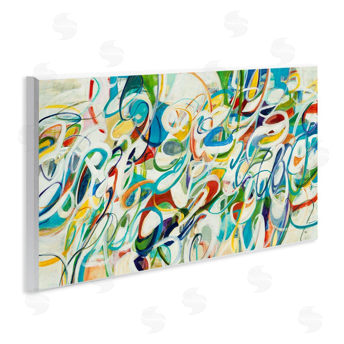 Lisa Ridgers Abstract Complexity Energetic Blue Green White Curved Lines