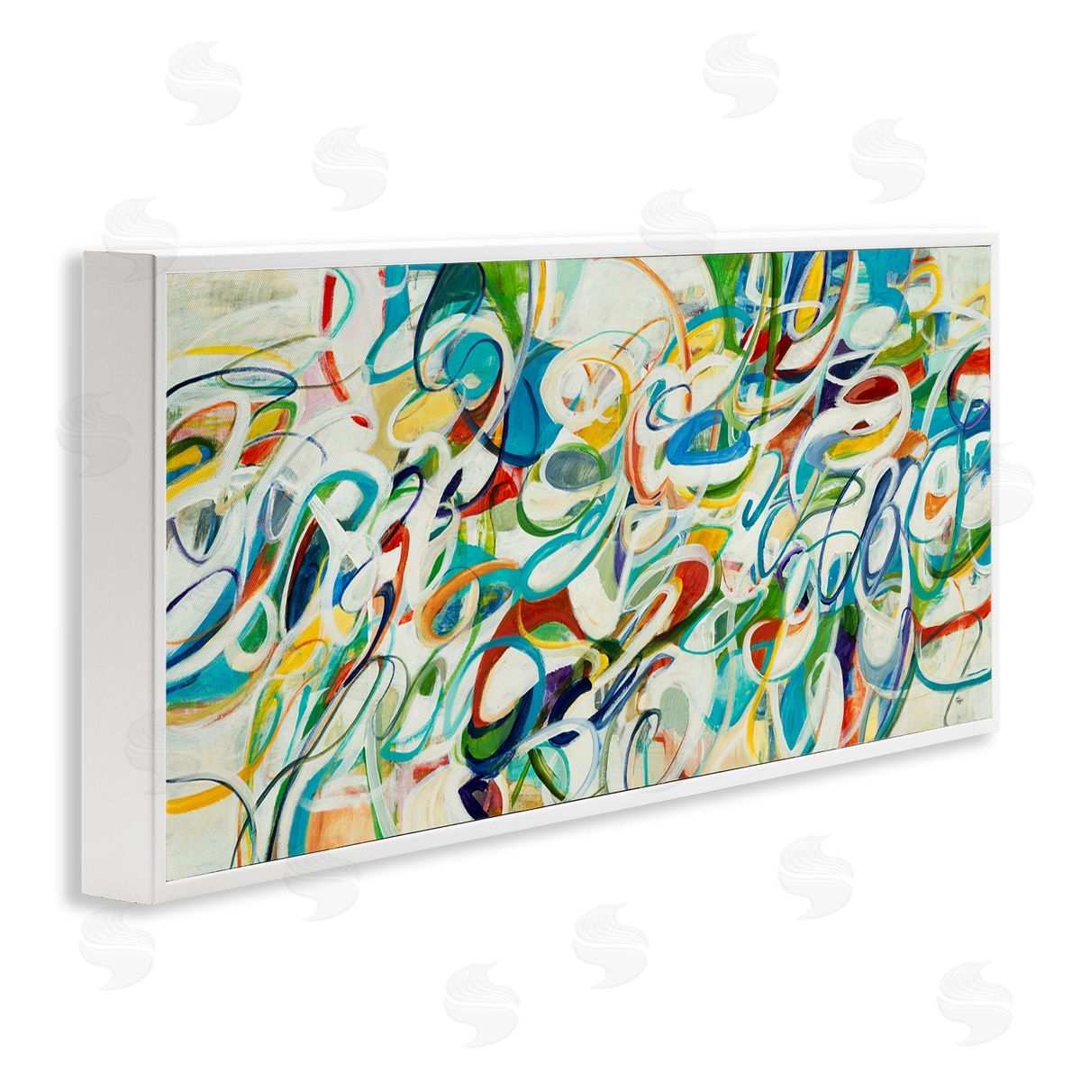 Lisa Ridgers Abstract Complexity Energetic Blue Green White Curved Lines