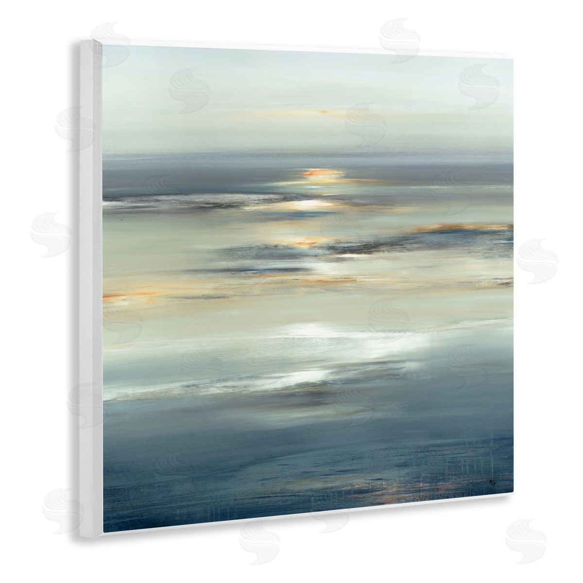 Abstract Tranquil Nautical Sunrise Wood Plaque Wall Art, Home Decor by Lisa Ridgers