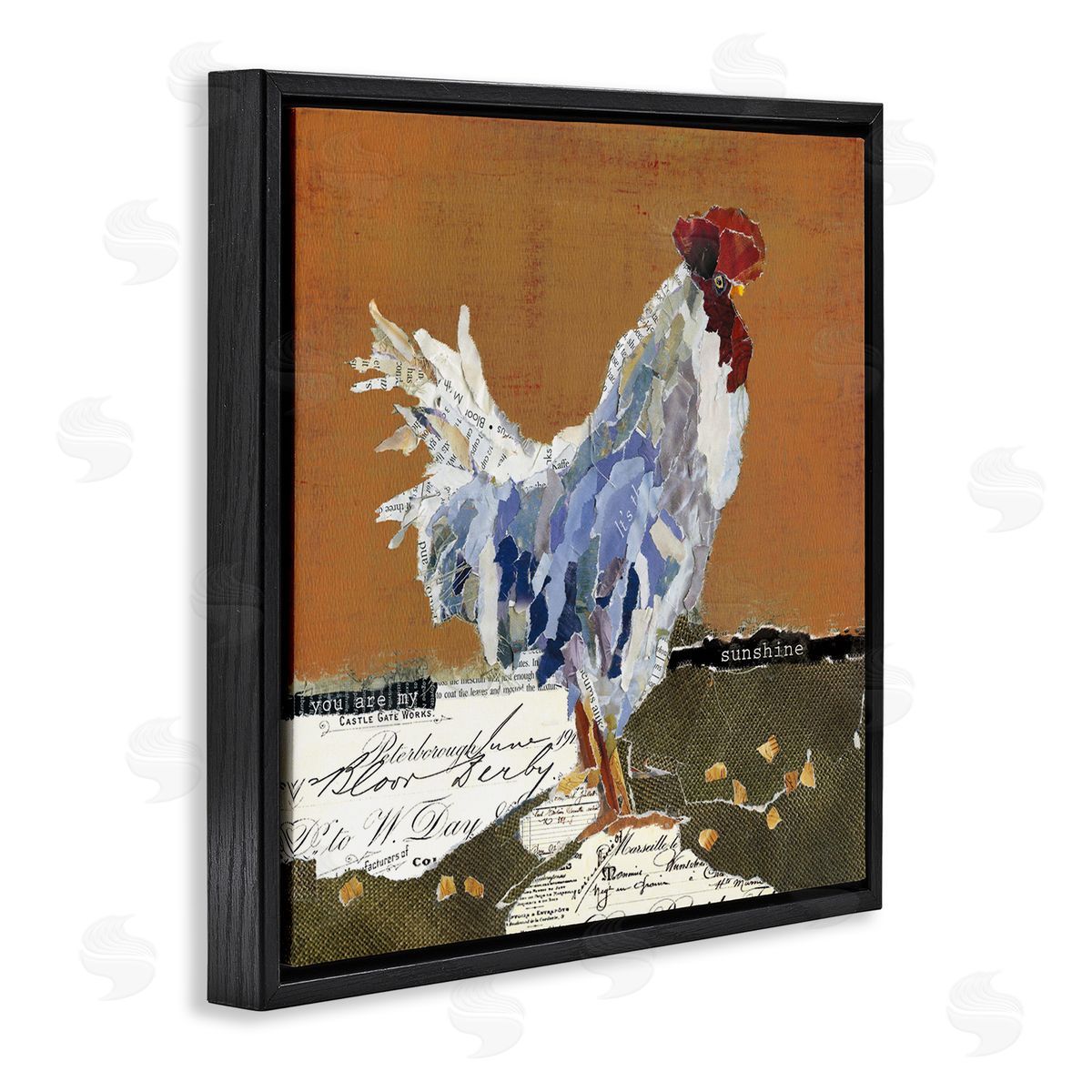 Carol Robinson Country Farm Chicken Collage My Sunshine Sentiment Black Floating Frame Canvas Wall Art Print
