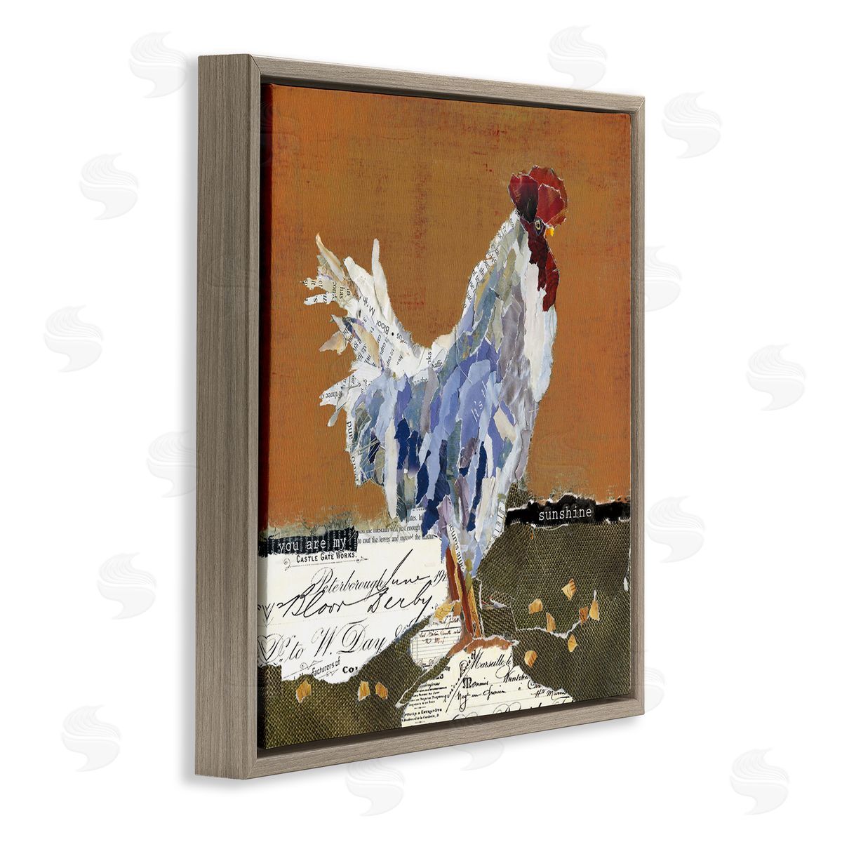 Carol Robinson Country Farm Chicken Collage My Sunshine Sentiment Brown Floating Frame Canvas Wall Art Print