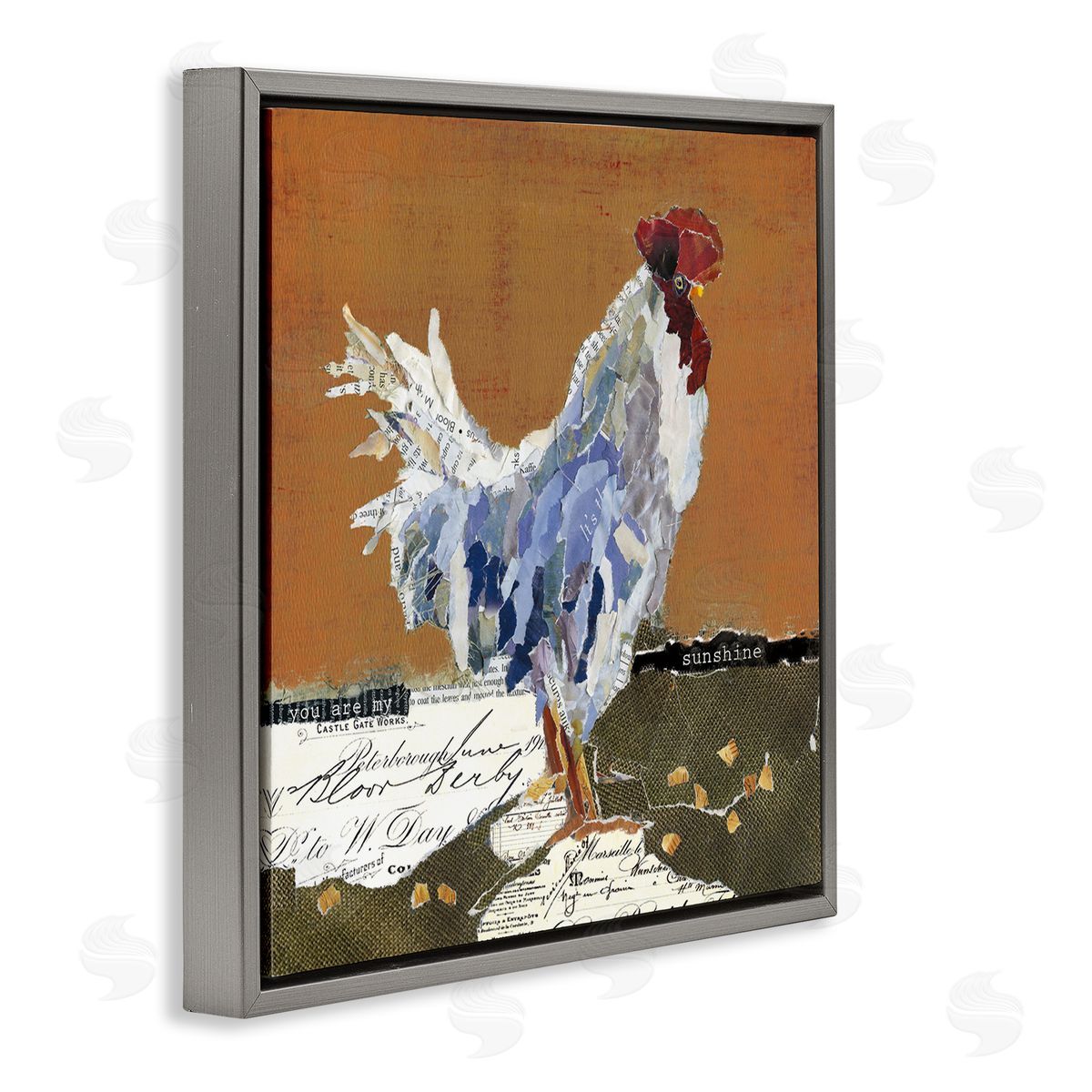 Carol Robinson Country Farm Chicken Collage My Sunshine Sentiment Gray Floating Frame Canvas Wall Art Print
