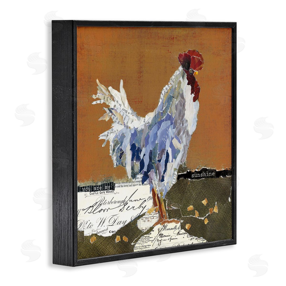 Carol Robinson Country Farm Chicken Collage My Sunshine Sentiment Black Framed Glicee Wall Art Print