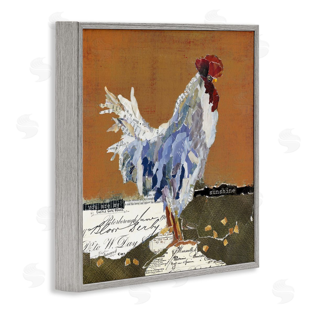 Carol Robinson Country Farm Chicken Collage My Sunshine Sentiment Gray Framed Glicee Wall Art Print