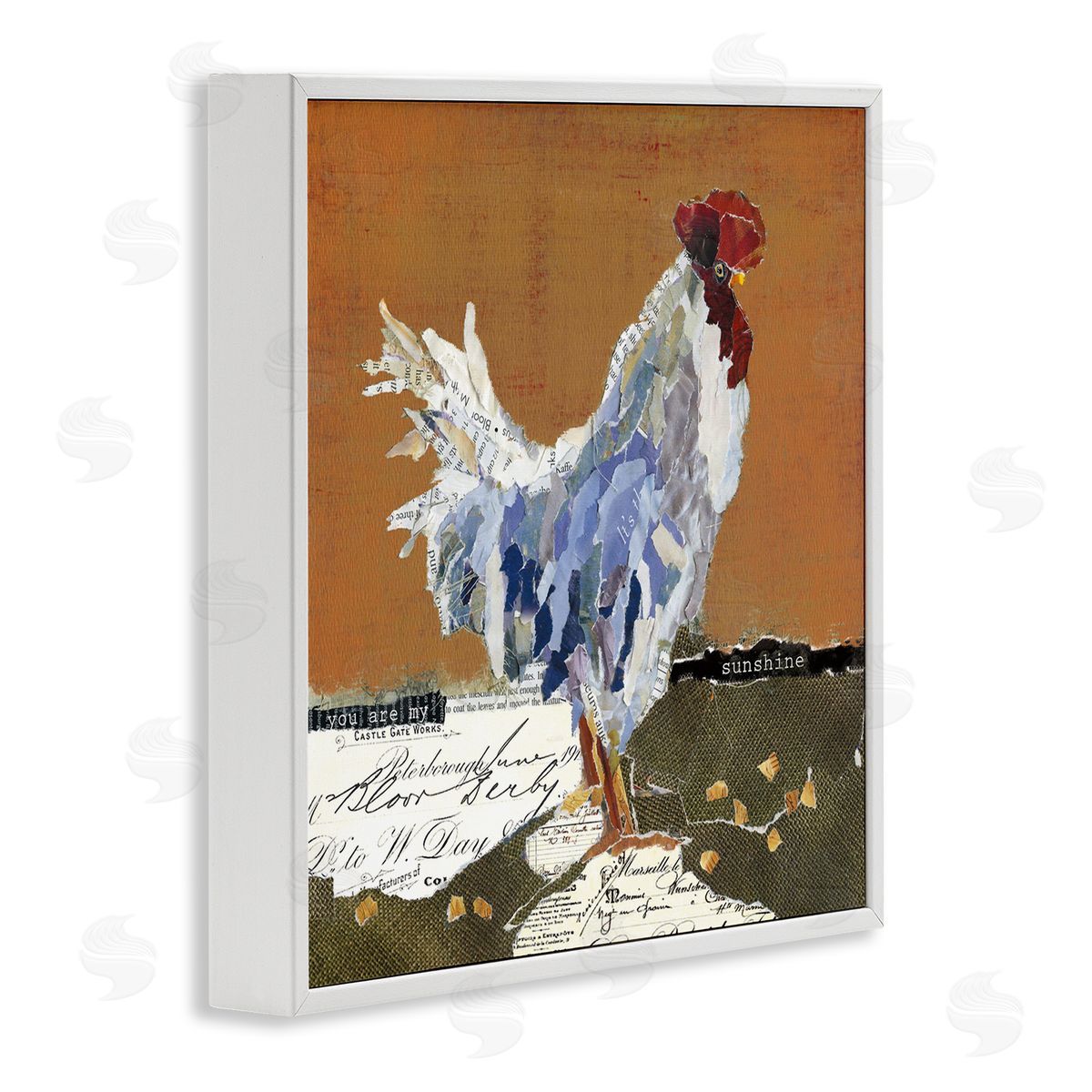 Carol Robinson Country Farm Chicken Collage My Sunshine Sentiment White Framed Glicee Wall Art Print