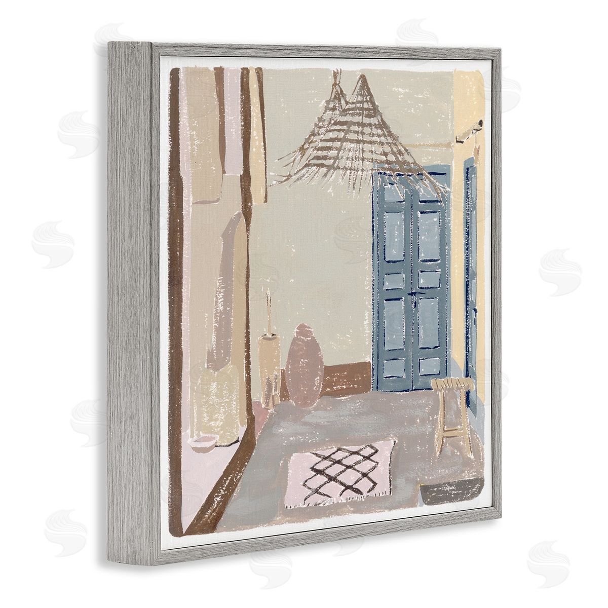 Melissa Wang European Lounge Interior Soft Coastal City Room Gray Framed Glicee Wall Art Print