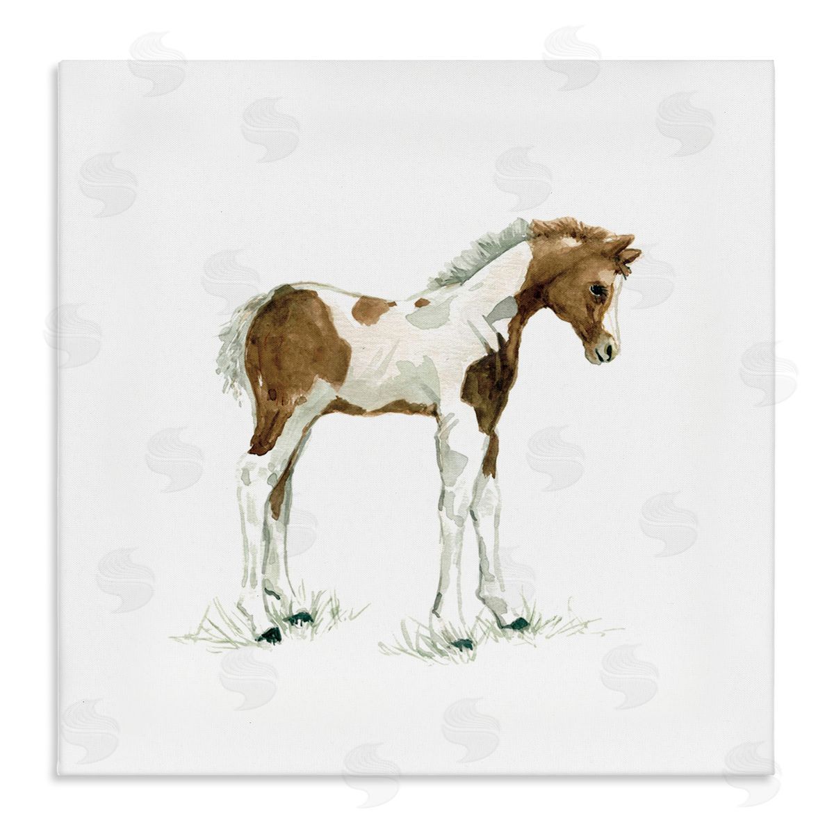 Carol Robinson Young Farm Horse Minimal Country Animal over White Stretched Canvas Wall Art Print