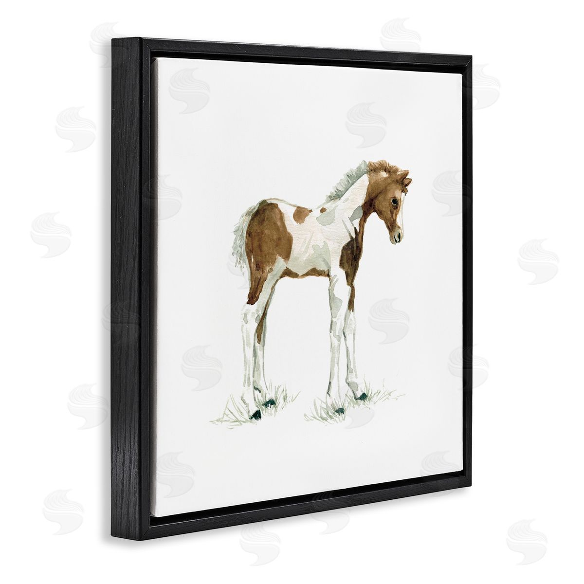 Carol Robinson Young Farm Horse Minimal Country Animal over White Black Floating Frame Canvas Wall Art Print