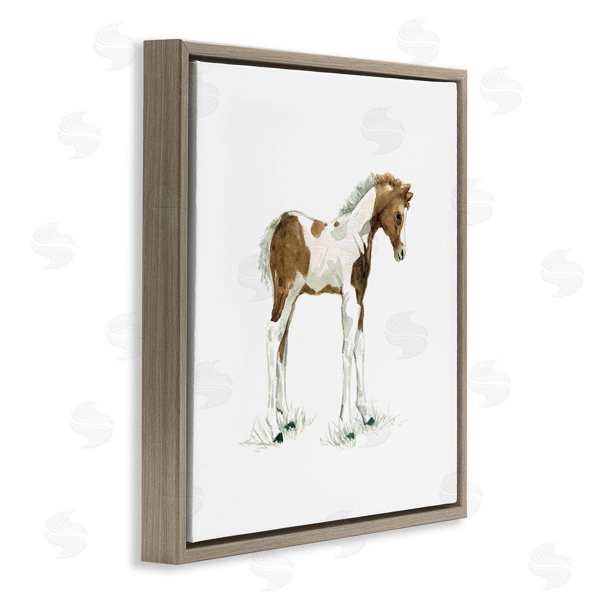 Carol Robinson Young Farm Horse Minimal Country Animal over White Brown Floating Frame Canvas Wall Art Print