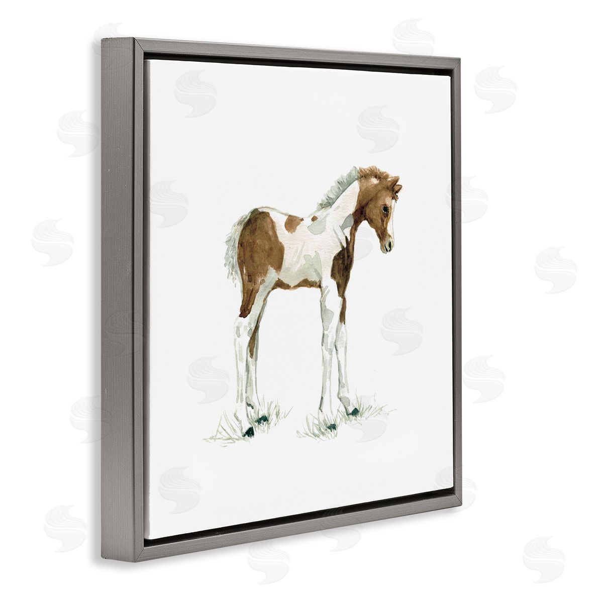 Carol Robinson Young Farm Horse Minimal Country Animal over White Gray Floating Frame Canvas Wall Art Print