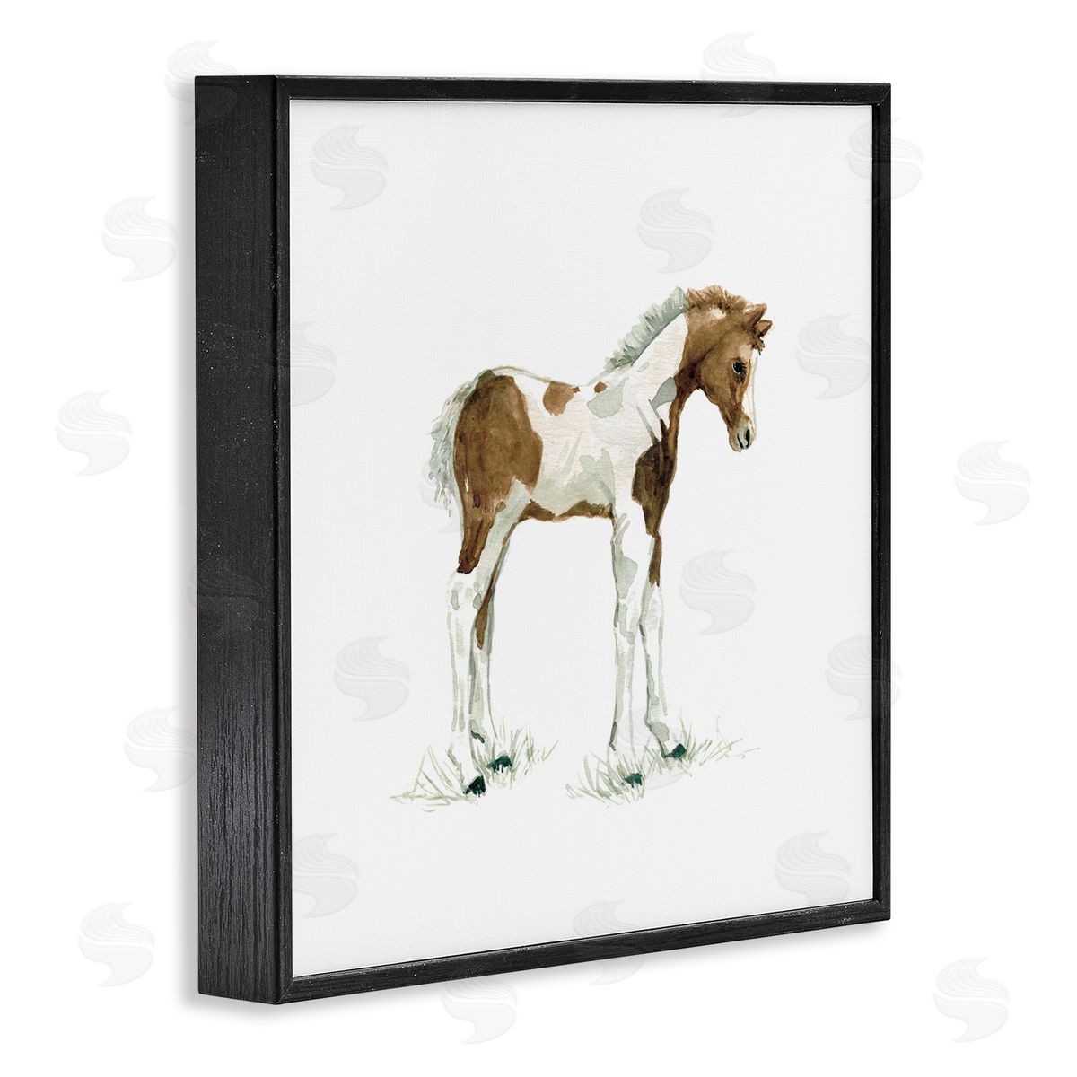 Carol Robinson Young Farm Horse Minimal Country Animal over White Black Framed Glicee Wall Art Print