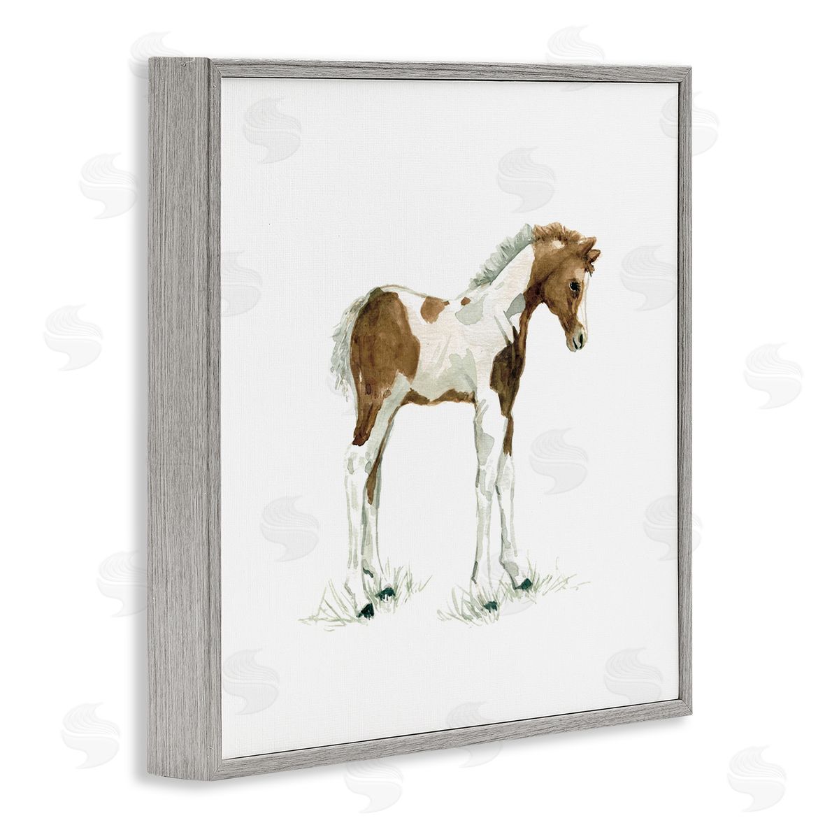Carol Robinson Young Farm Horse Minimal Country Animal over White Gray Framed Glicee Wall Art Print