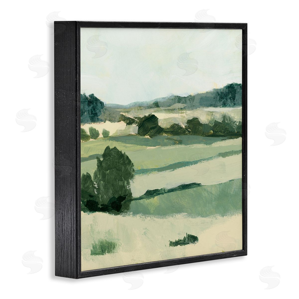 Victoria Barnes Open Countryside Landscape Soft Green Rolling Hills Black Framed Glicee Wall Art Print