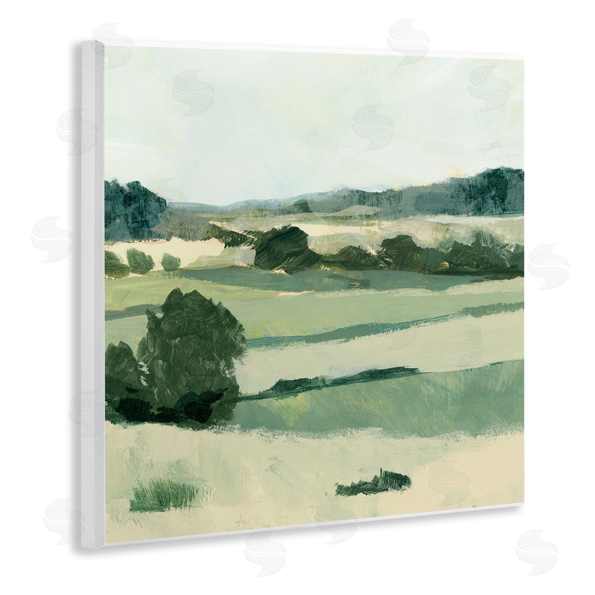 Victoria Barnes Open Countryside Landscape Soft Green Rolling Hills Wooden Wall Plaque Art Print