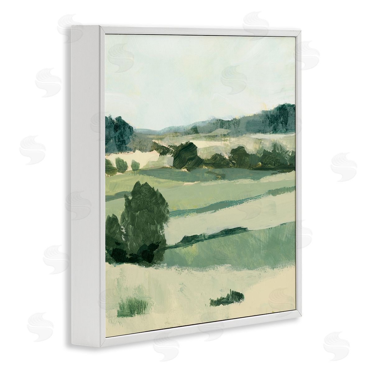 Victoria Barnes Open Countryside Landscape Soft Green Rolling Hills White Framed Glicee Wall Art Print