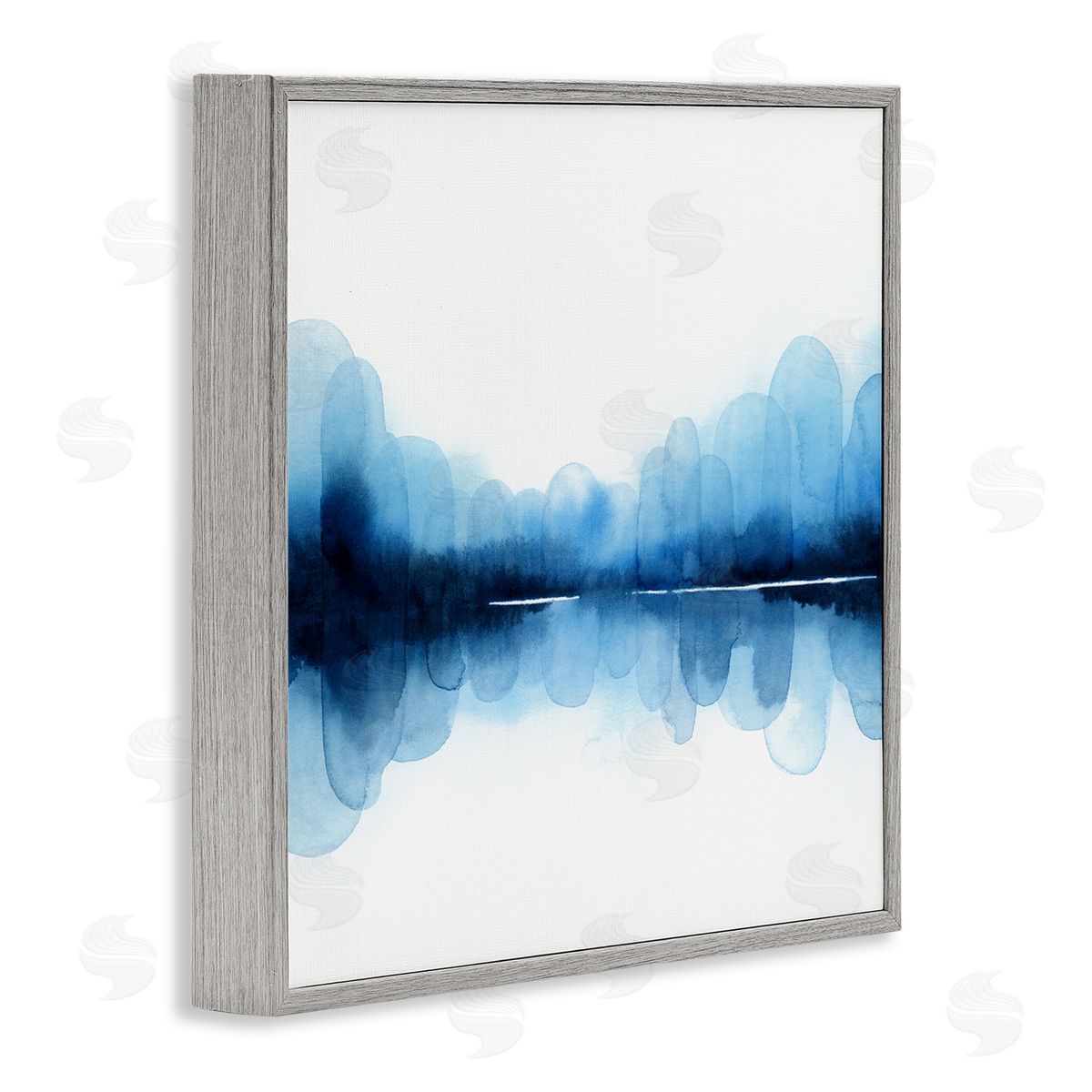 Grace Popp Blue Arch Asymmetrical Reflection Abstract Shapes over White Gray Framed Glicee Wall Art Print