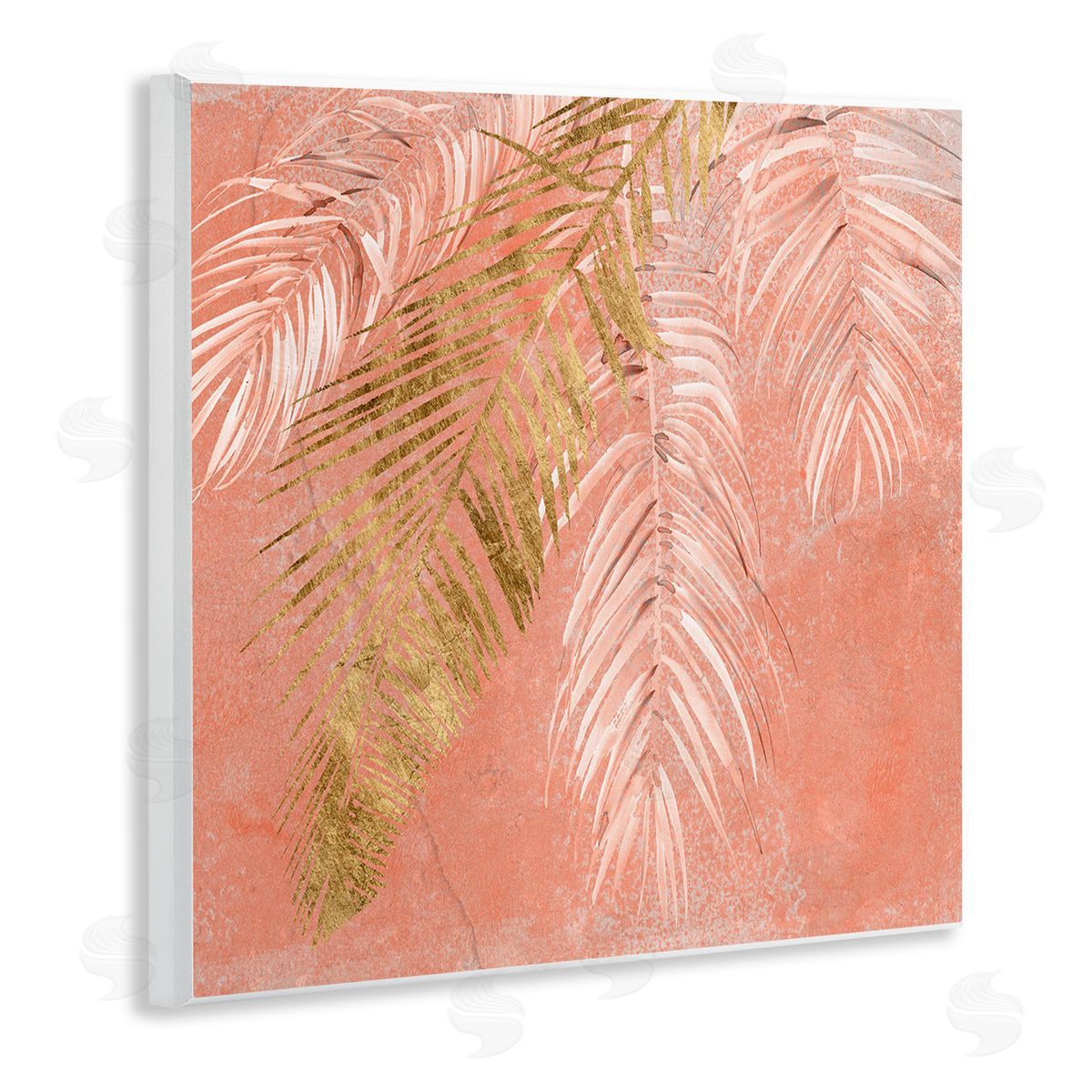 Jennifer Paxton Parker Pink Palm Fronds Distressed Tropical Plant Still Life Wooden Wall Plaque Art Print