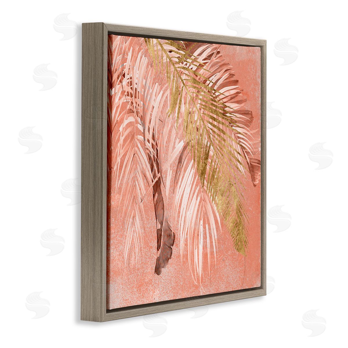 Jennifer Paxton Parker Falling Palm Tree Fronds Tropical Pink Plants Brown Floating Frame Canvas Wall Art Print