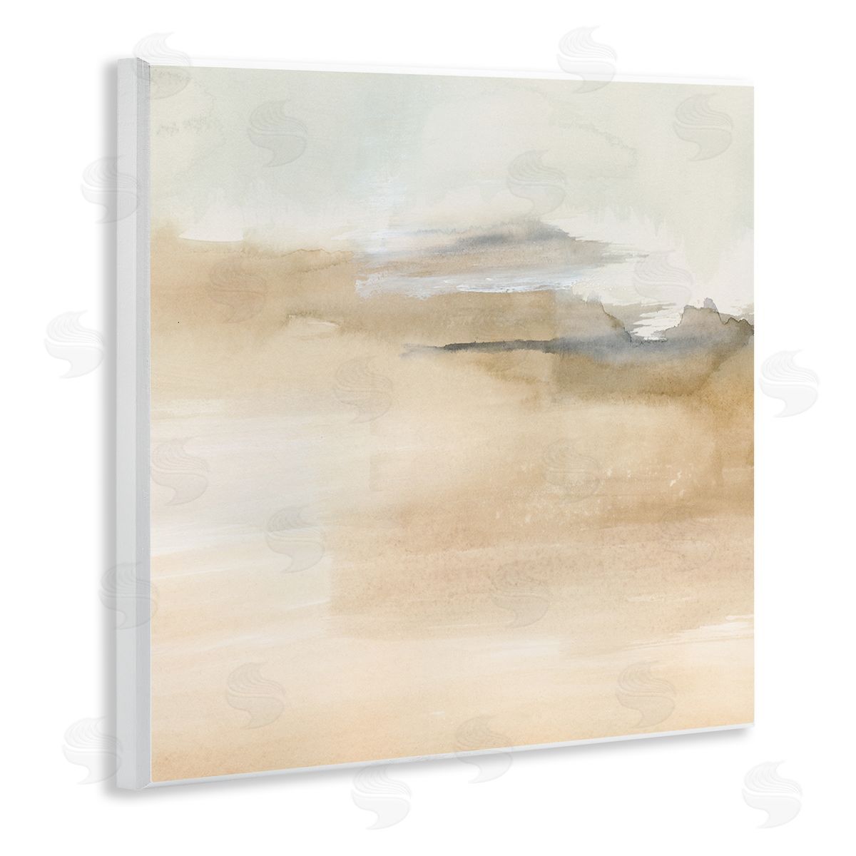 Victoria Barnes Cinnamon Shores Abstract Landscape Soft Neutral Tones Wooden Wall Plaque Art Print