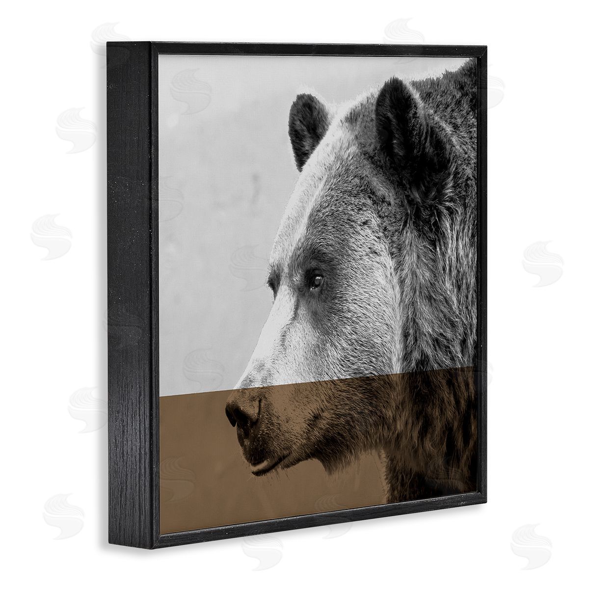 Sisa Jasper Modern Woodland Bear Portrait Layered Geometrical Shapes Black Framed Glicee Wall Art Print