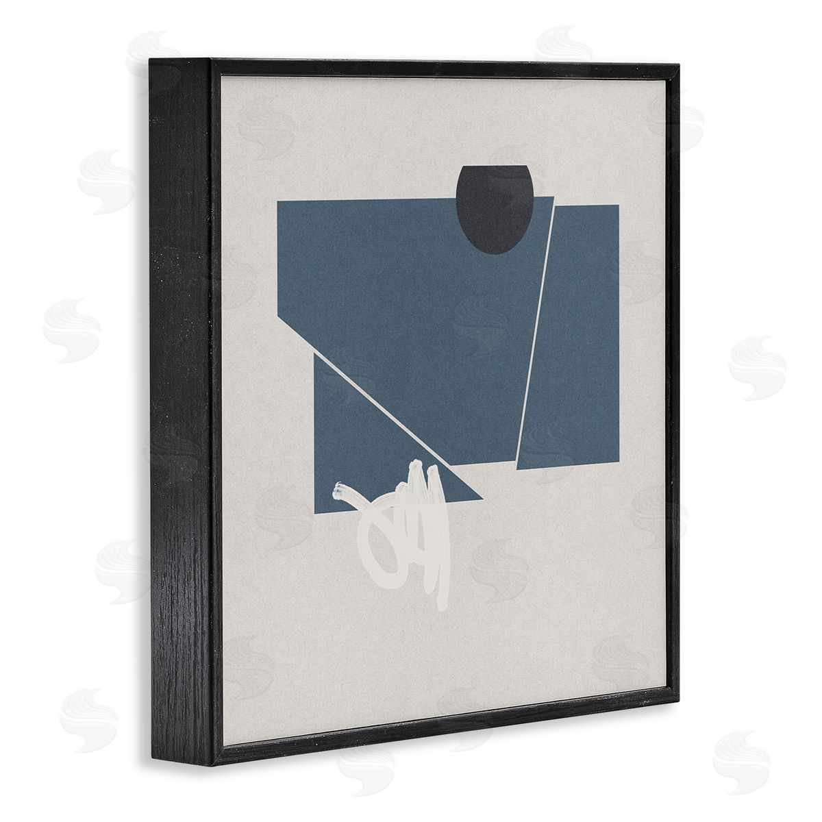 Jacob Green Modern Breaking Shapes Abstract Blue Sharp Lines Black Framed Glicee Wall Art Print