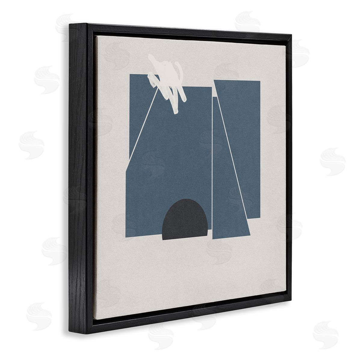 Jacob Green Modern Shape Collage Minimal Blue Geometric Abstraction Black Floating Frame Canvas Wall Art Print