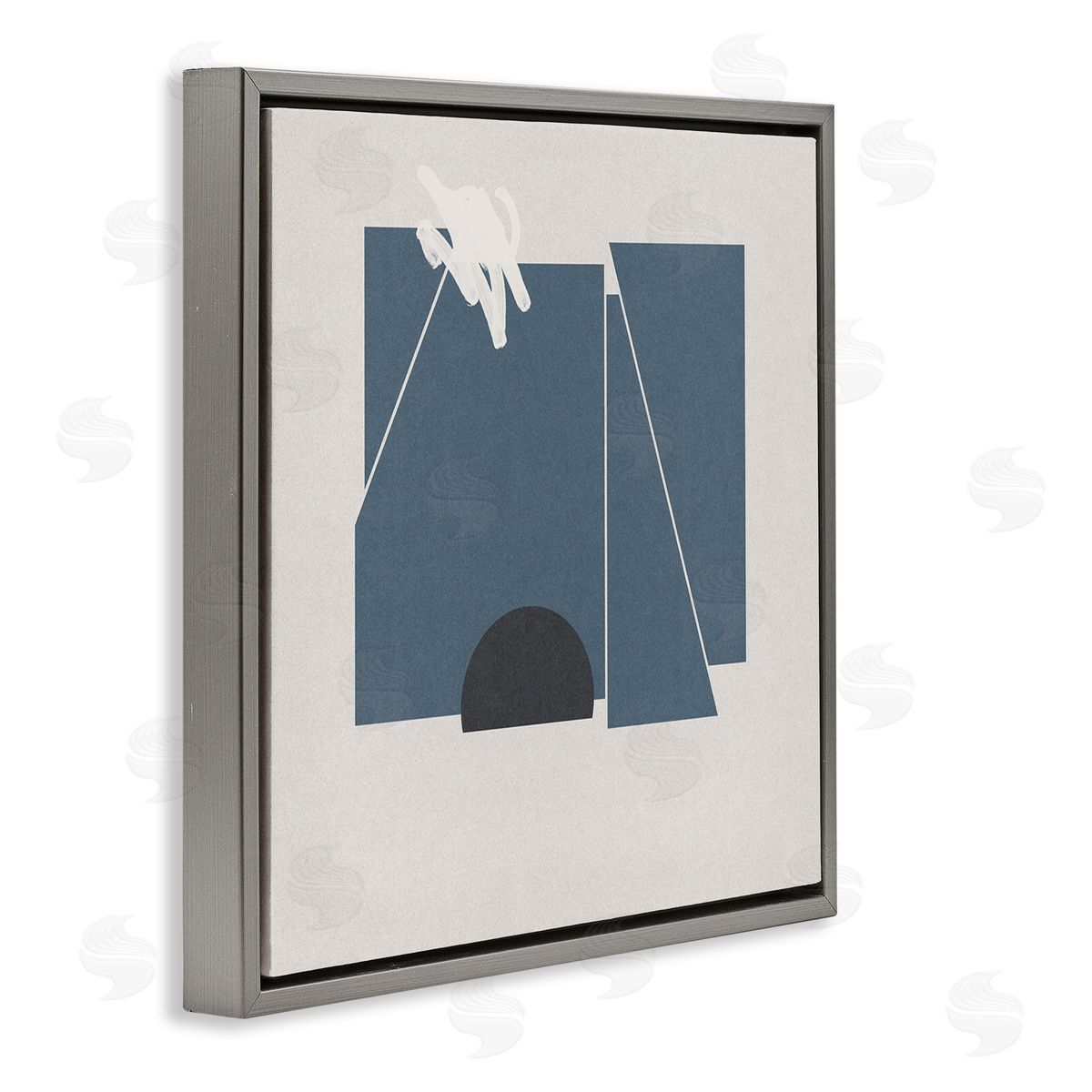 Jacob Green Modern Shape Collage Minimal Blue Geometric Abstraction Gray Floating Frame Canvas Wall Art Print