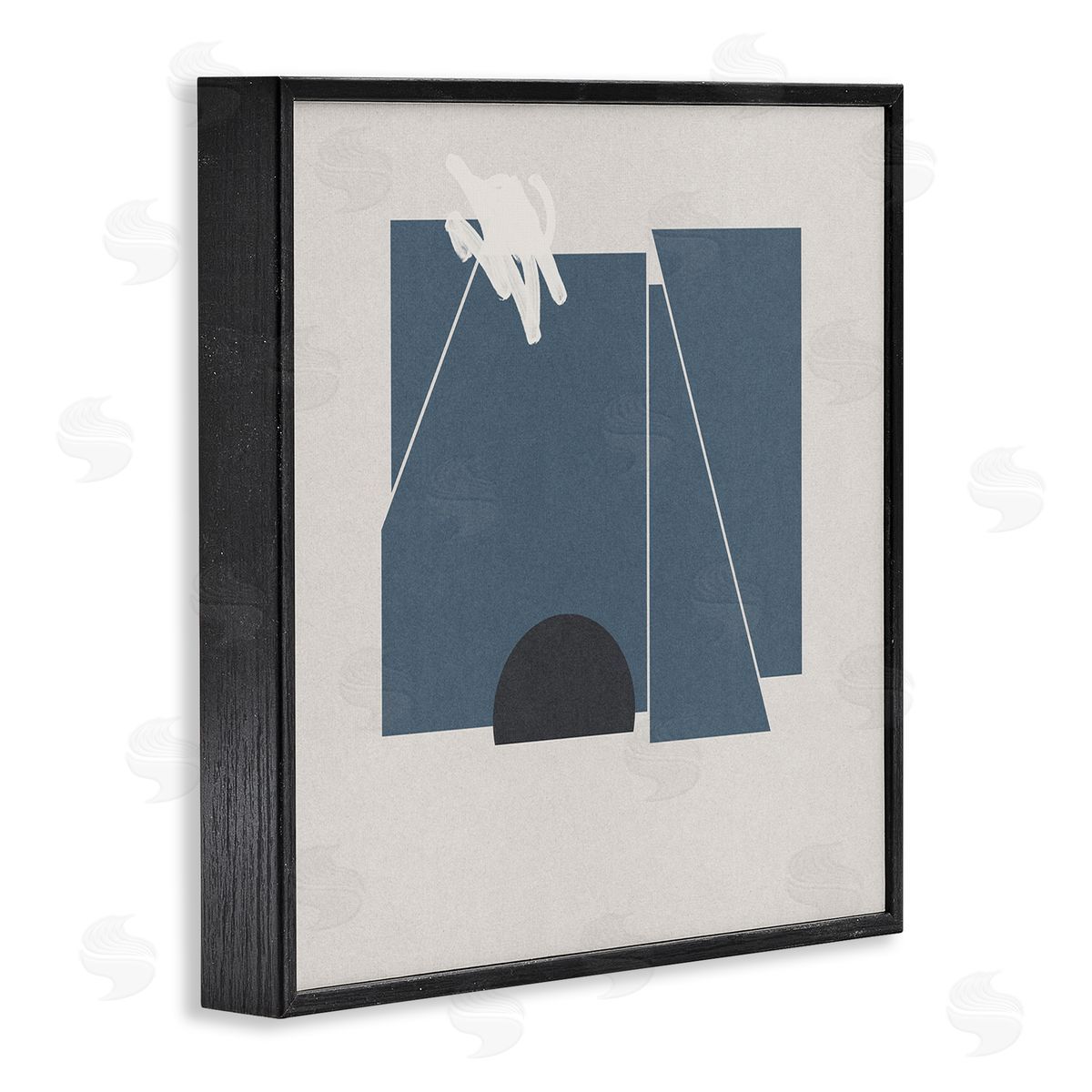 Jacob Green Modern Shape Collage Minimal Blue Geometric Abstraction Black Framed Glicee Wall Art Print