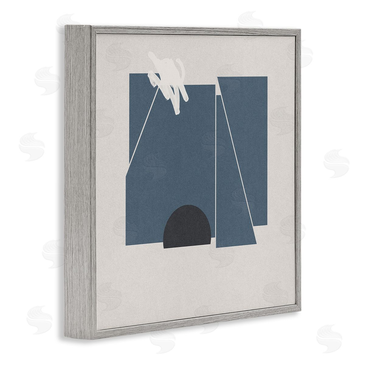 Jacob Green Modern Shape Collage Minimal Blue Geometric Abstraction Gray Framed Glicee Wall Art Print