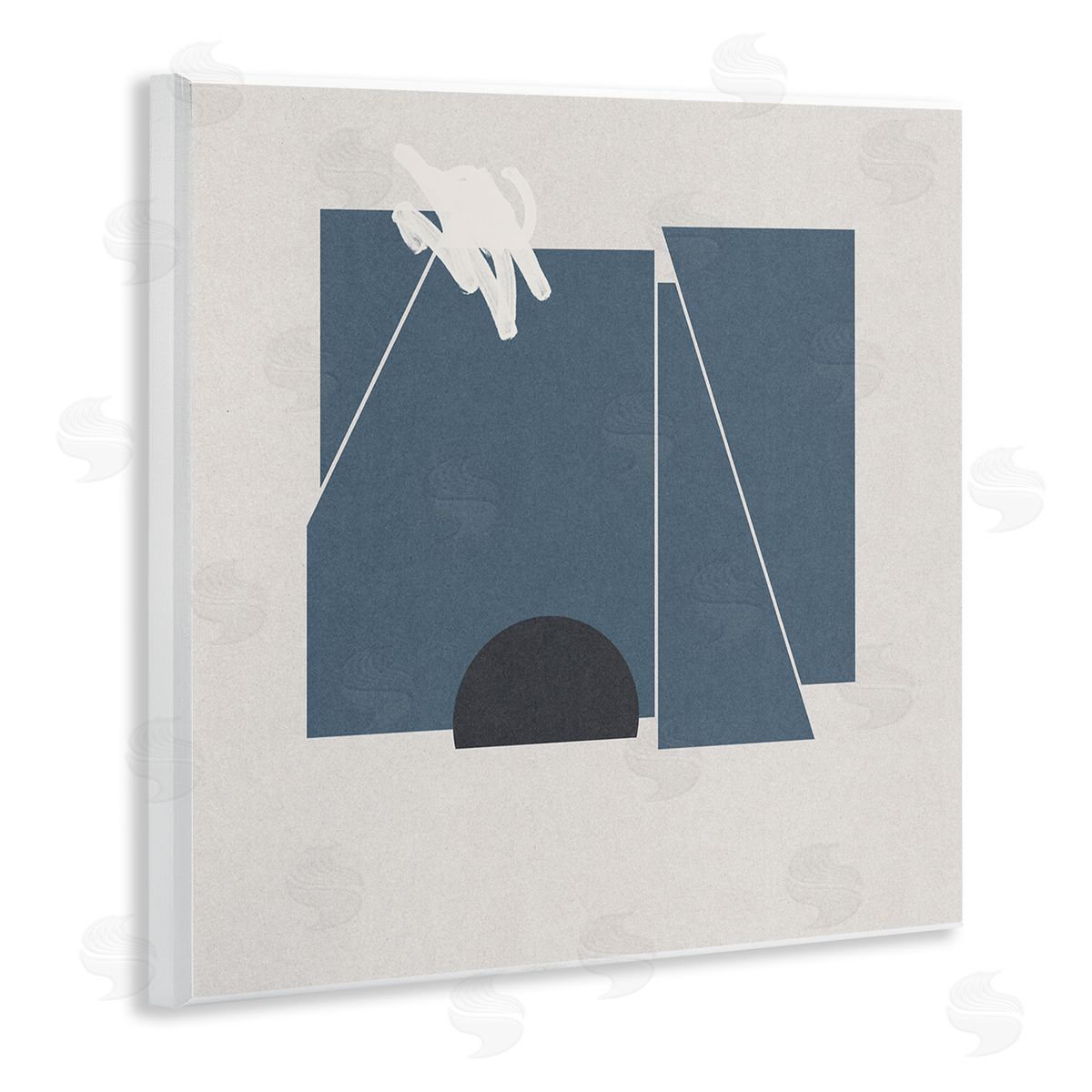 Jacob Green Modern Shape Collage Minimal Blue Geometric Abstraction Wooden Wall Plaque Art Print