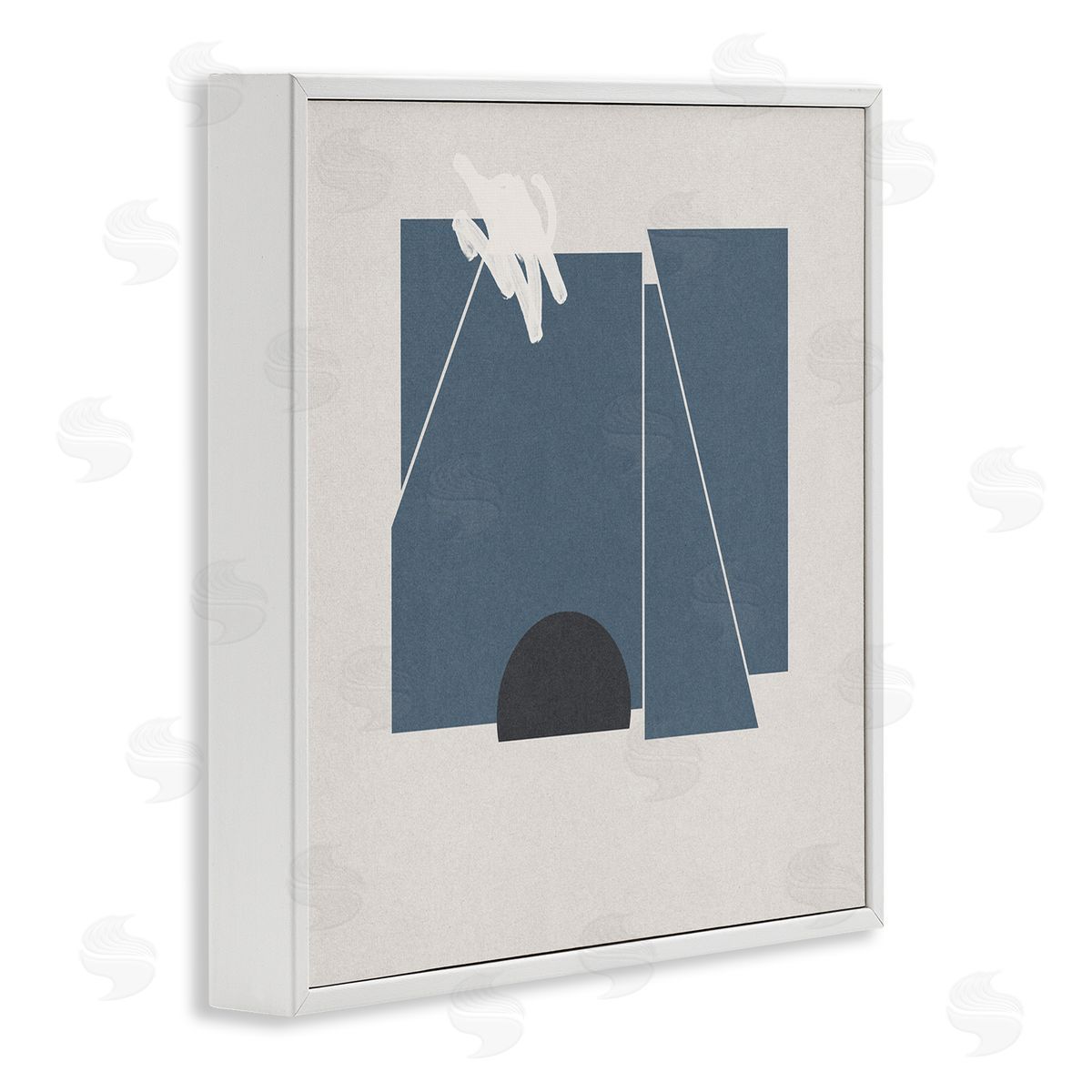 Jacob Green Modern Shape Collage Minimal Blue Geometric Abstraction White Framed Glicee Wall Art Print